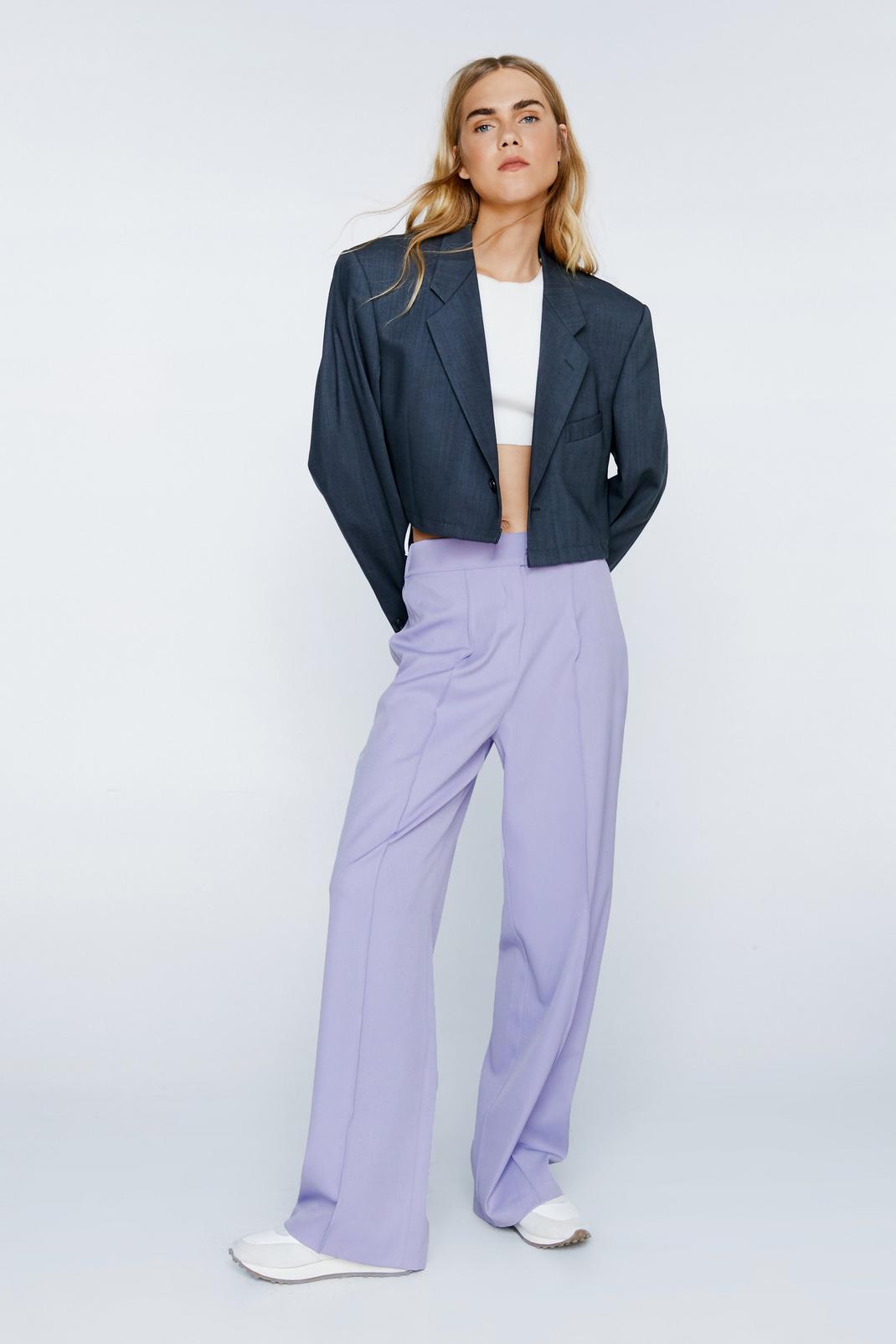 Lilac Pleat Front Tailored Wide Leg Pants image number 1
