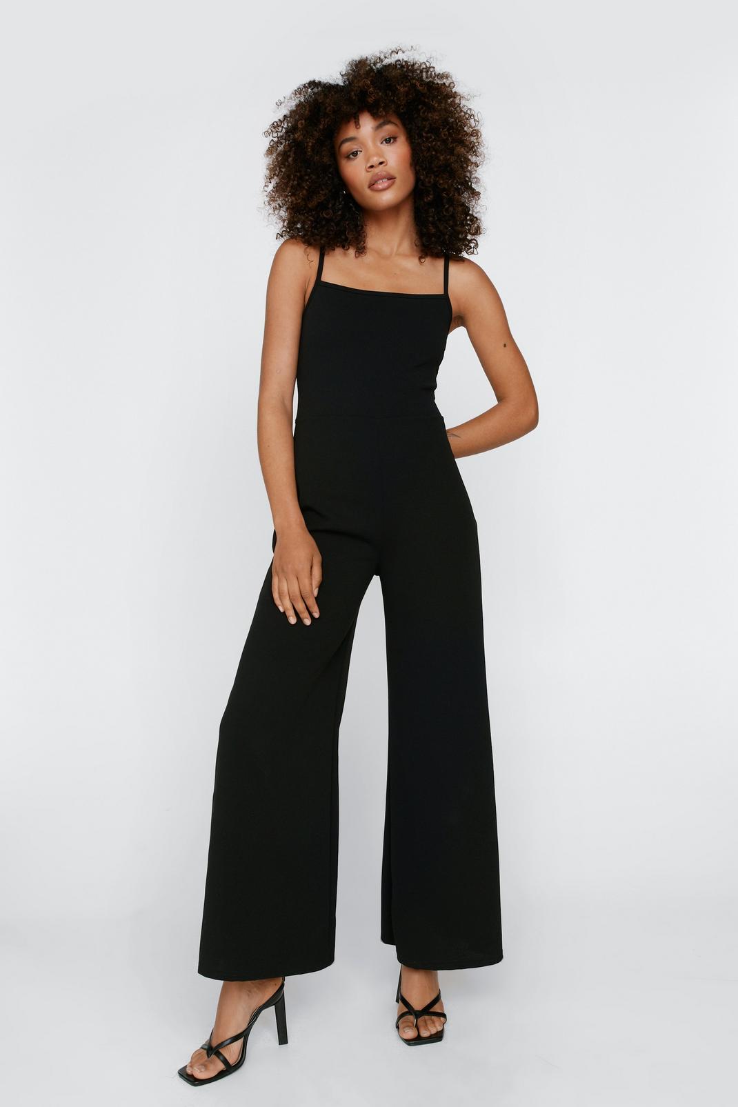 Crochet Mesh Stitch Ribbed Strappy Jumpsuit