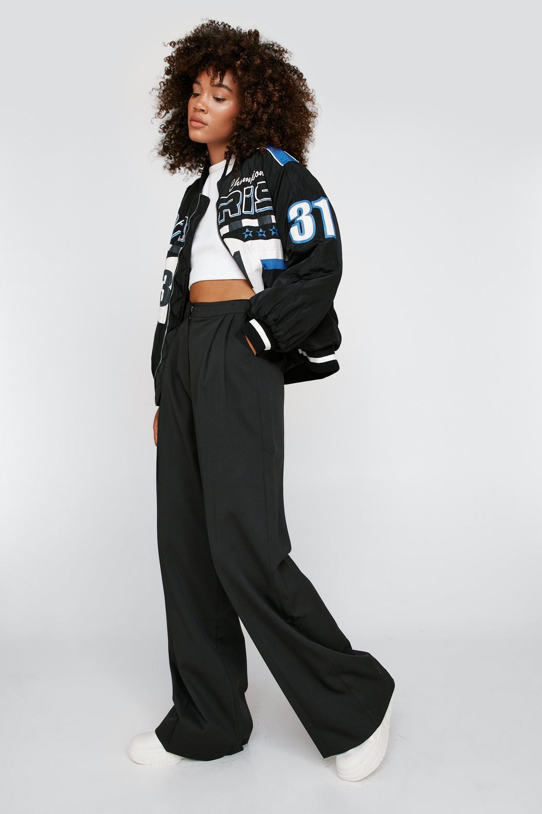Black Pleat Front Tailored Pants image number 1