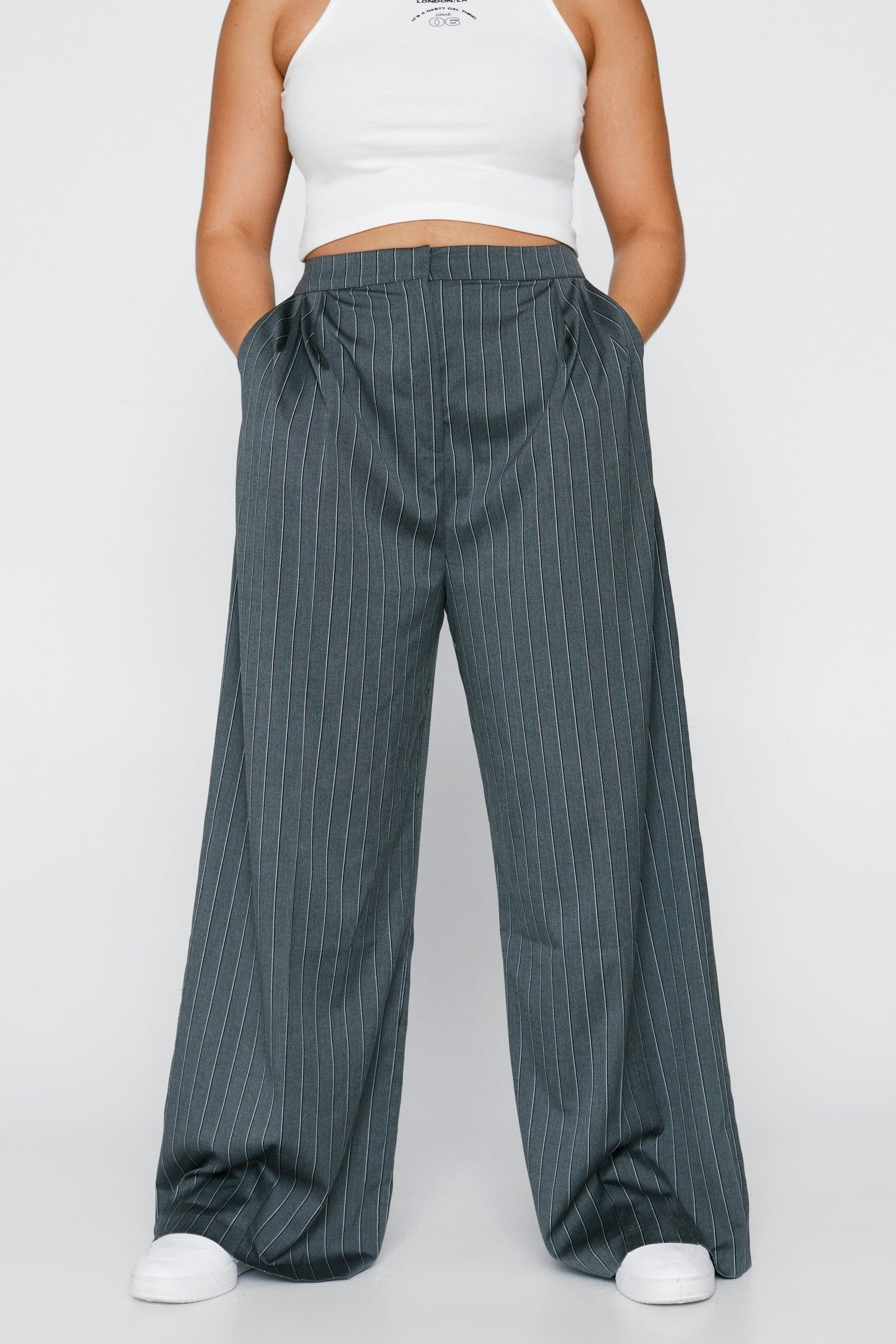 Plus size side hot sale stripe trousers