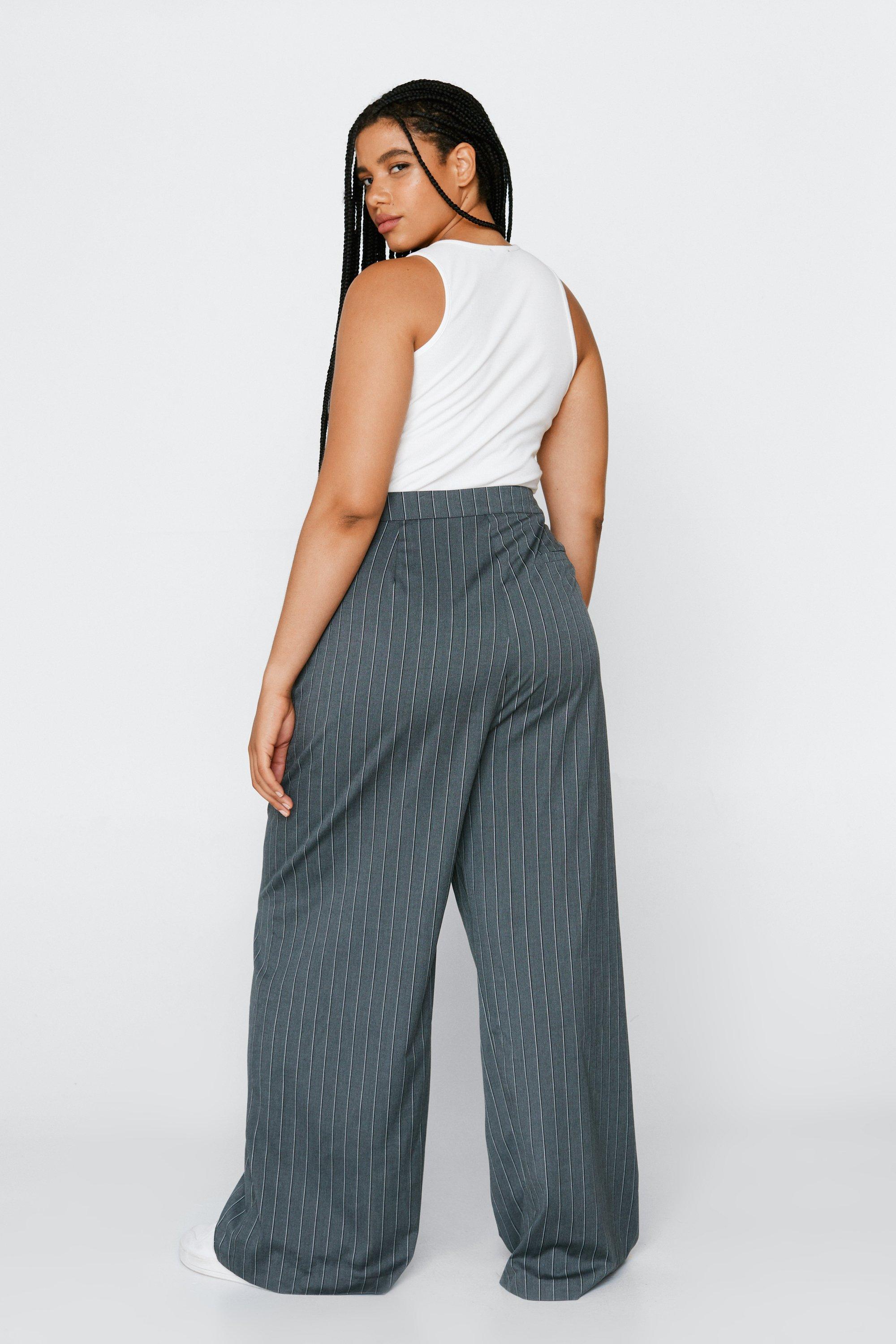 Plus Size Premium Stripe Wide Leg Pants