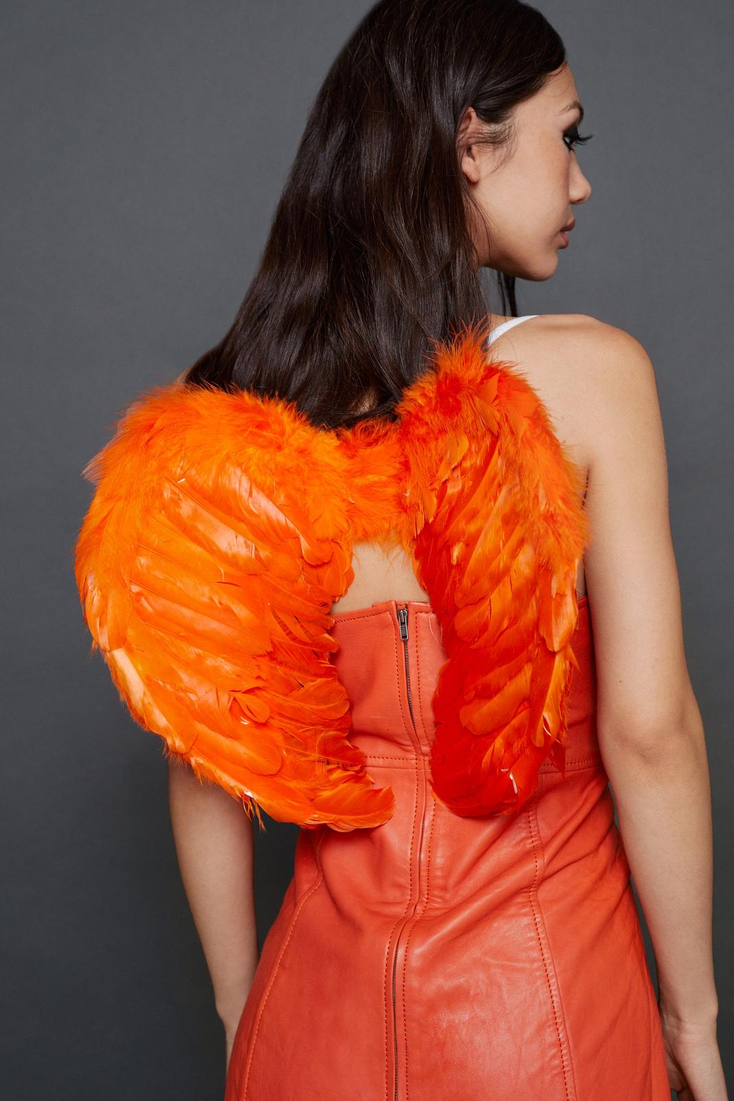 Orange Structured Angel Feather Wings image number 1