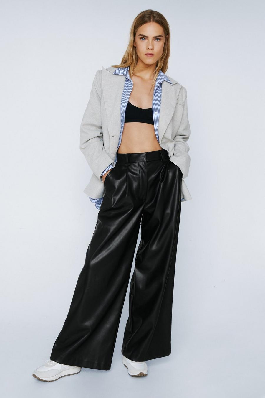 Faux Leather Wide Leg Trousers