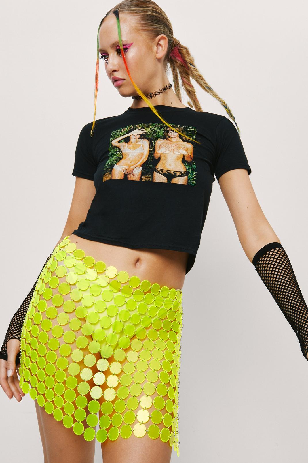 Neon Disc Chainmail Sequin Mini Skirt | Nasty Gal