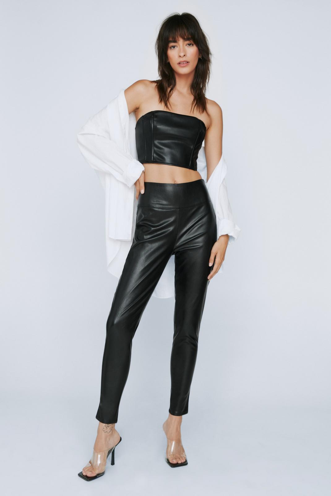 The Petite Faux Leather Boot Crop Pant