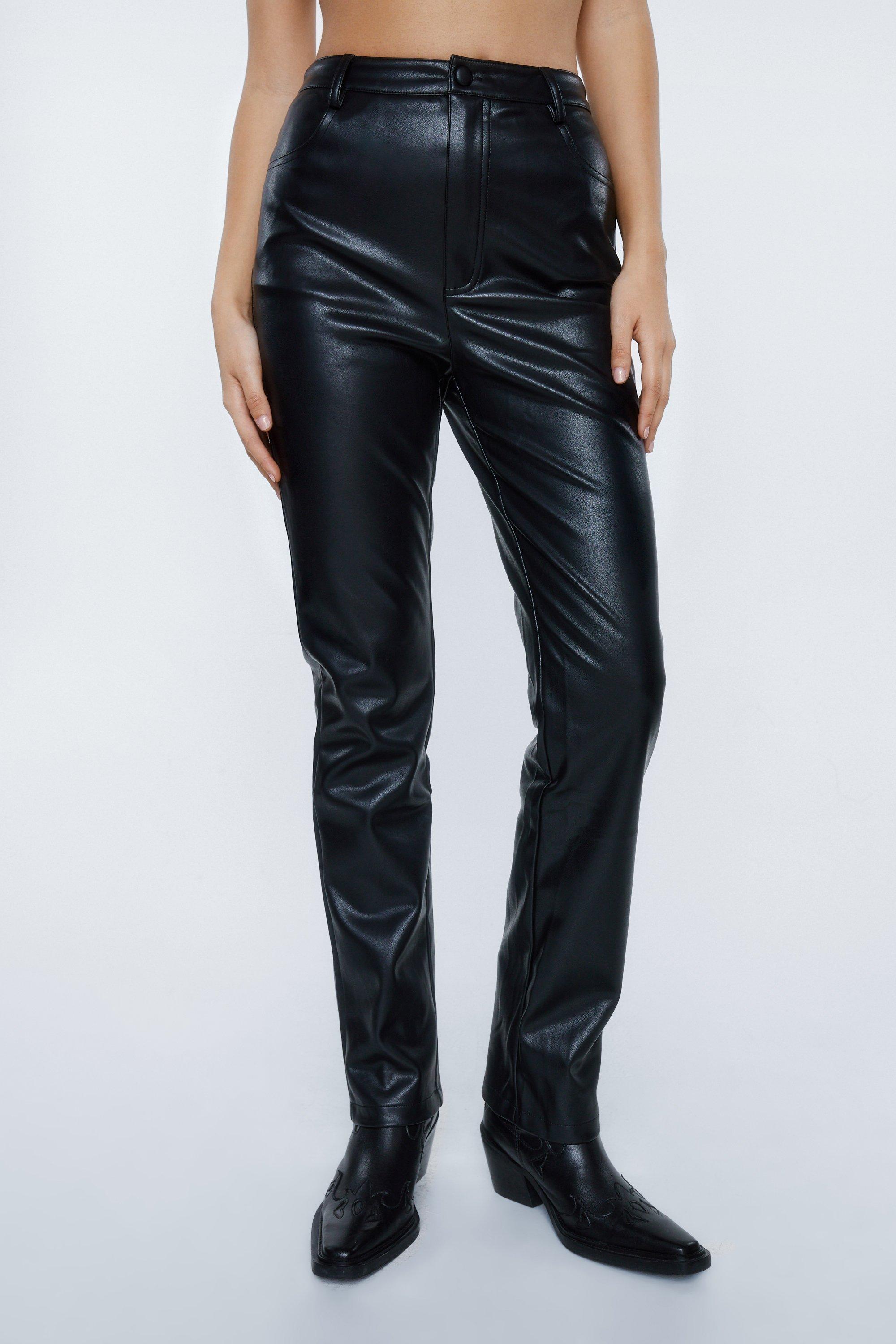 Nasty Gal Womens Faux Leather Croc Embossed Straight Leg Pants - ShopStyle