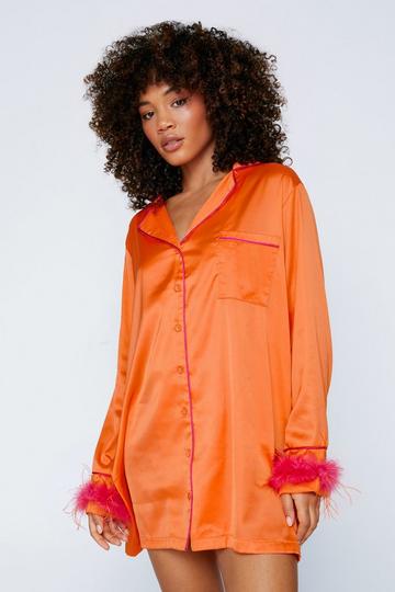 Orange Ombre Feather Cuff Night Shirt
