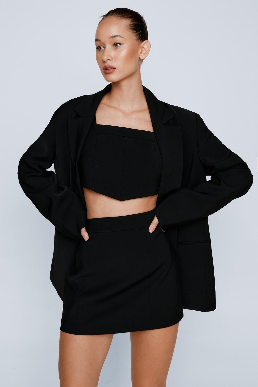 Black Premium Tailored Mini Skirt image number 1