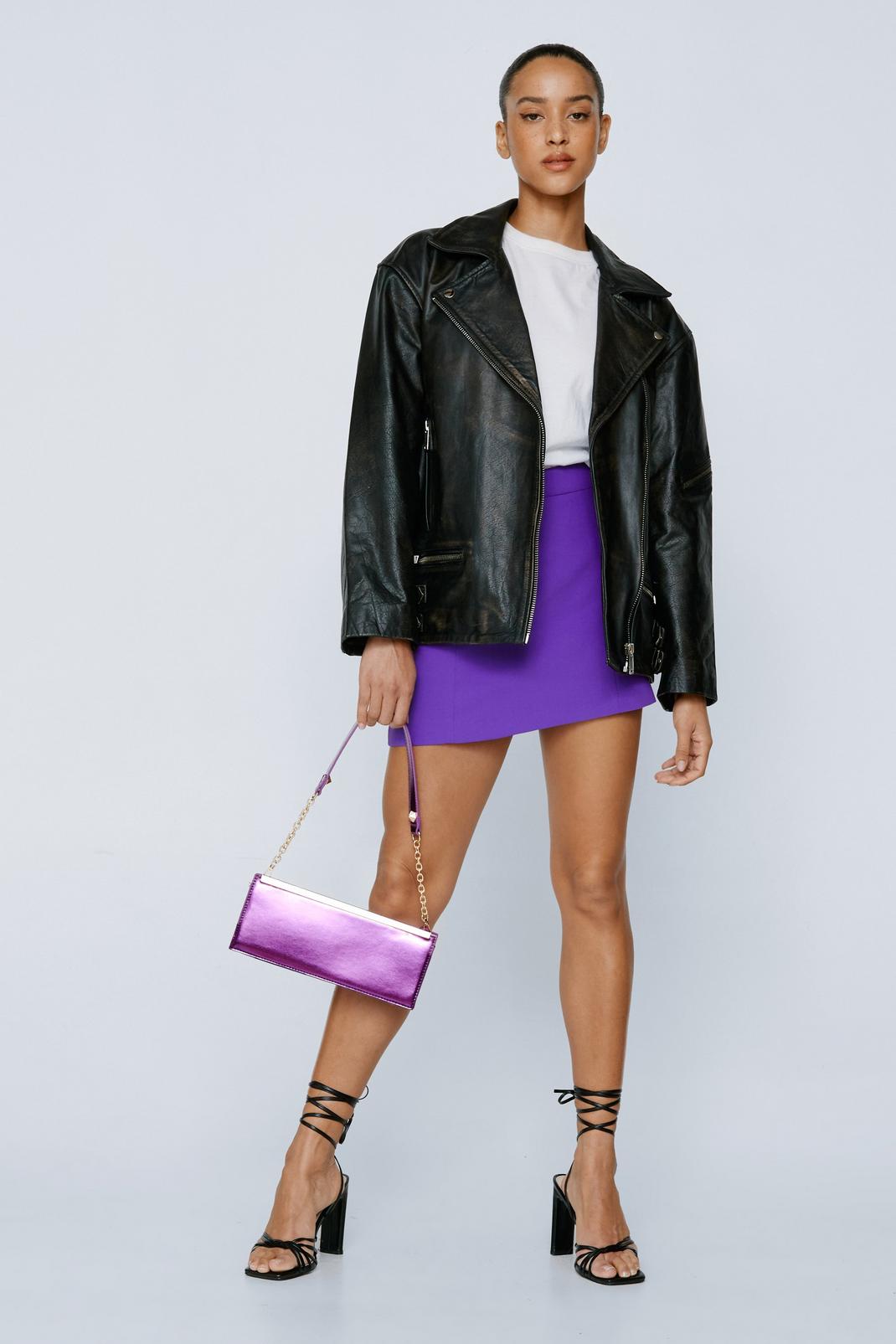 Purple Premium Tailored Mini Skirt image number 1