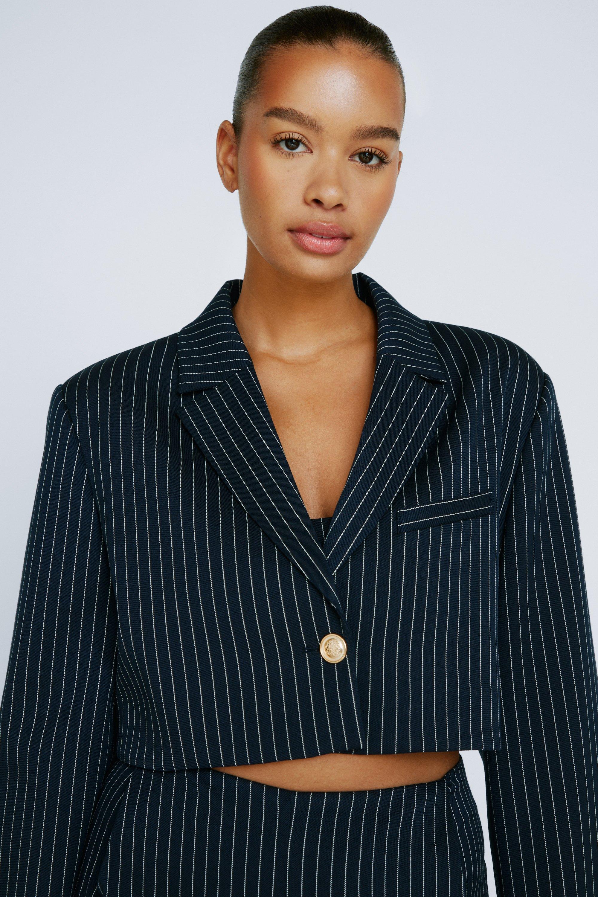 Plus size shop pinstripe blazer