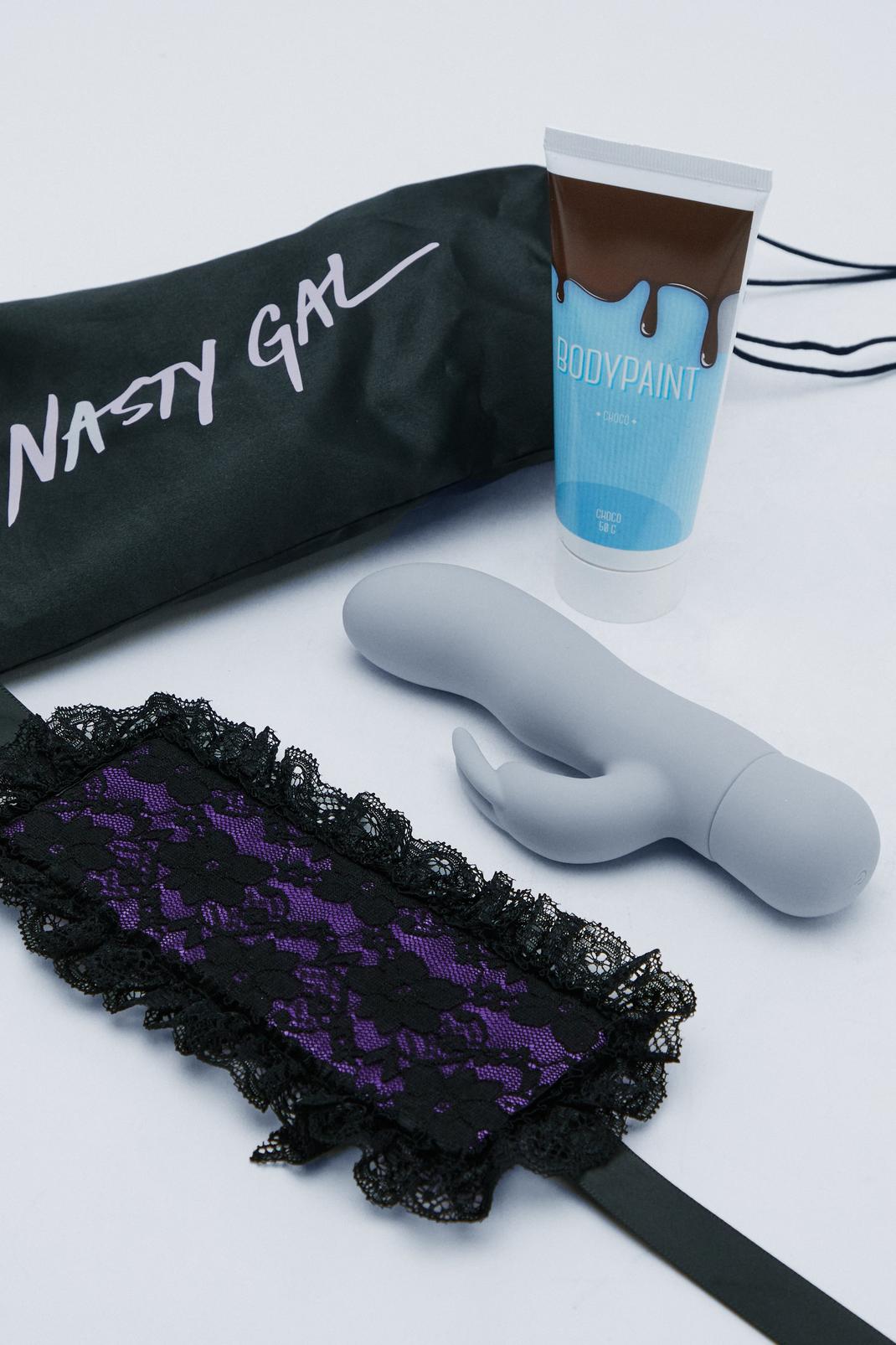 Purple Rabbit Dildo, Body Paint, Blindfold & Restraints Couples Sex Toy Kit image number 1