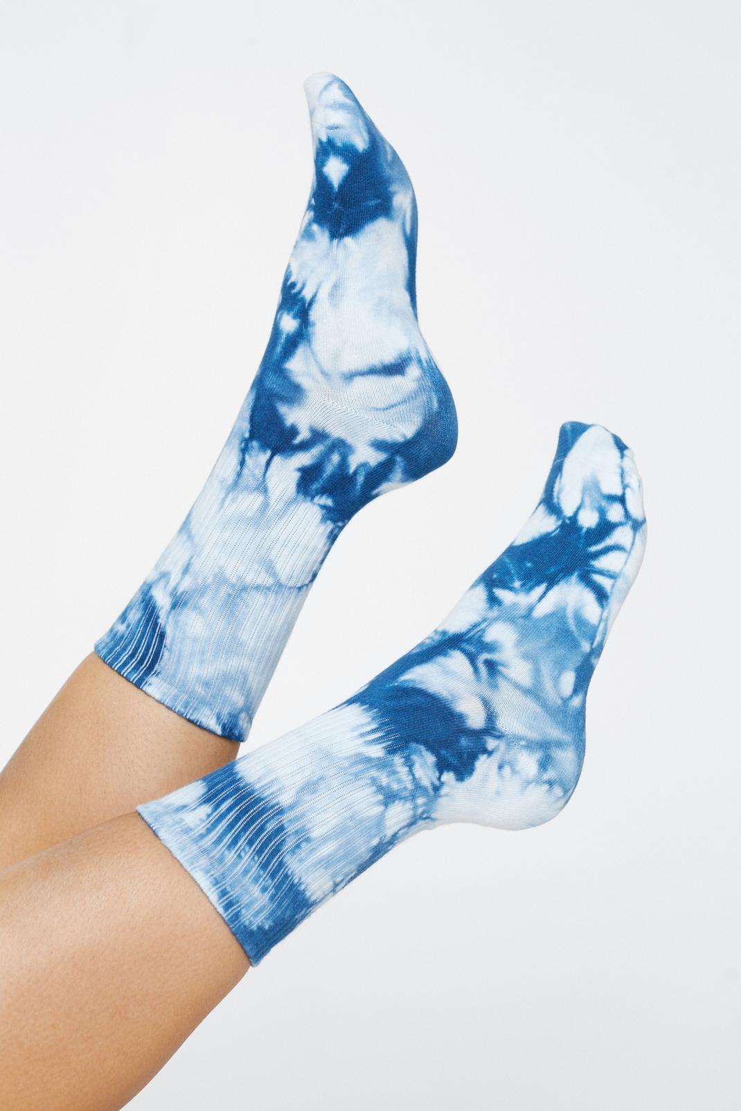 Blue Tie Dye Ankle Socks image number 1
