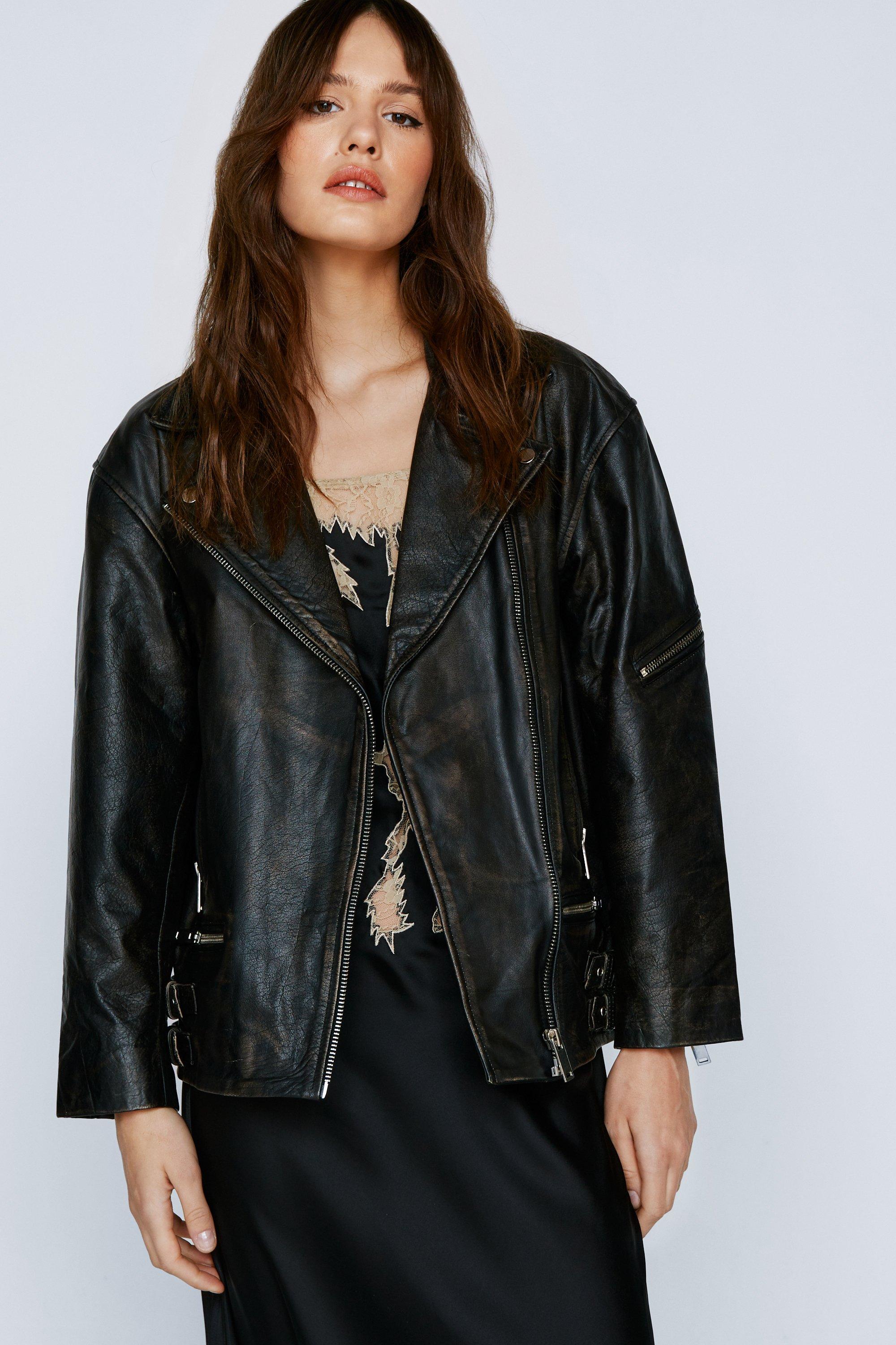 Topshop oversized hot sale leather jacket