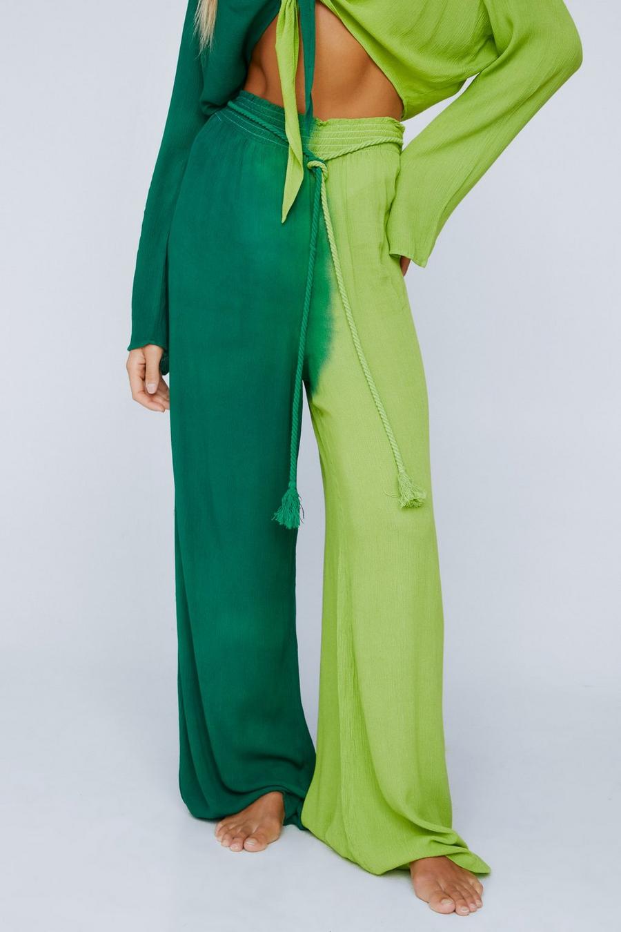 Crinkle Viscose Ombre Rope Tie Trousers