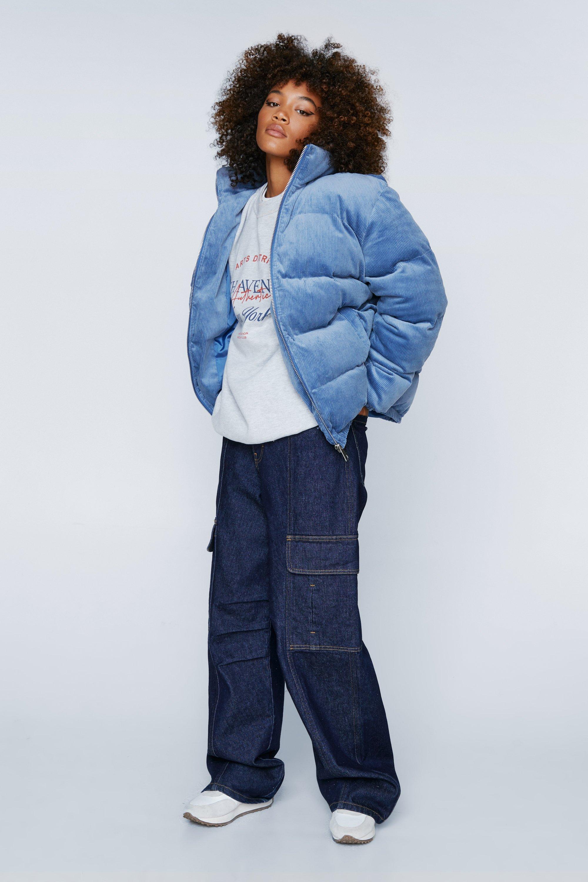 Urban outfitters blue on sale corduroy puffer jacket