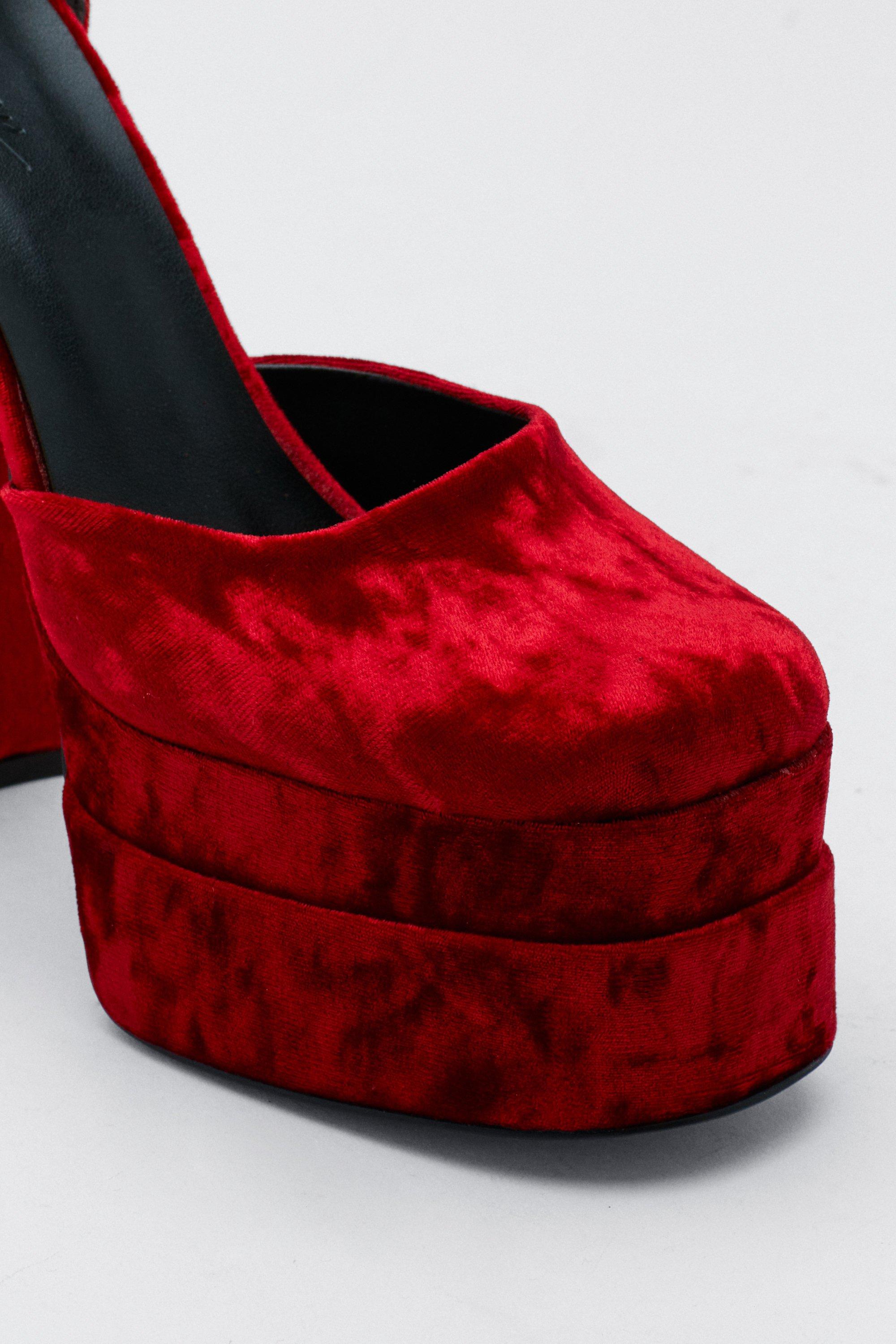 Crushed Velvet Double Platform Heels