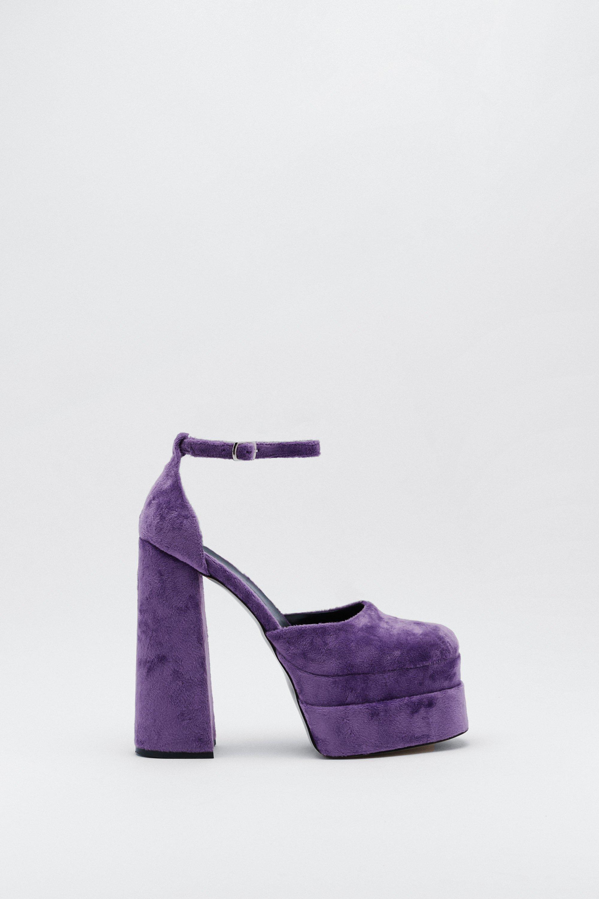 Double Platform Crushed Velvet Heels