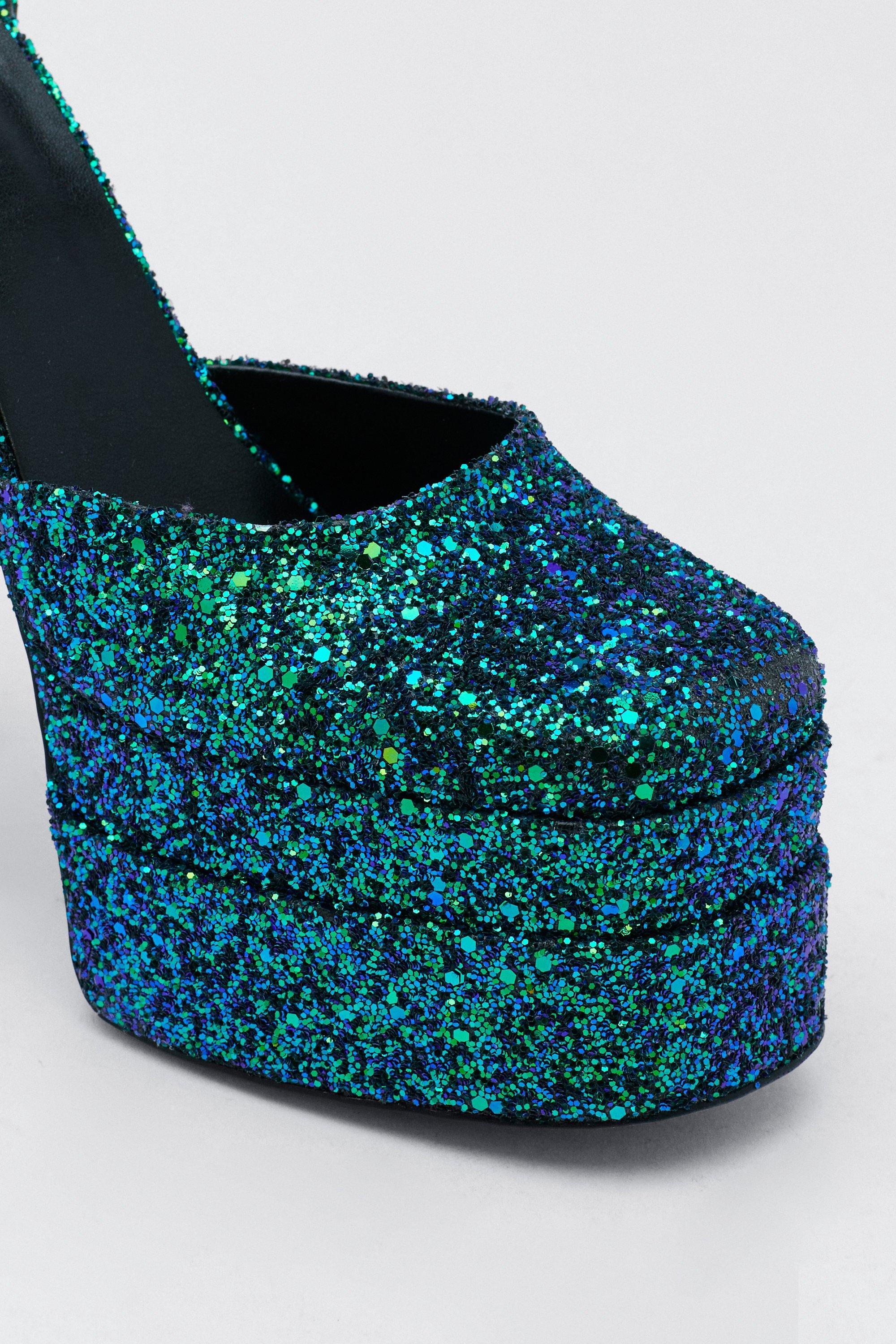 Teal glitter store heels