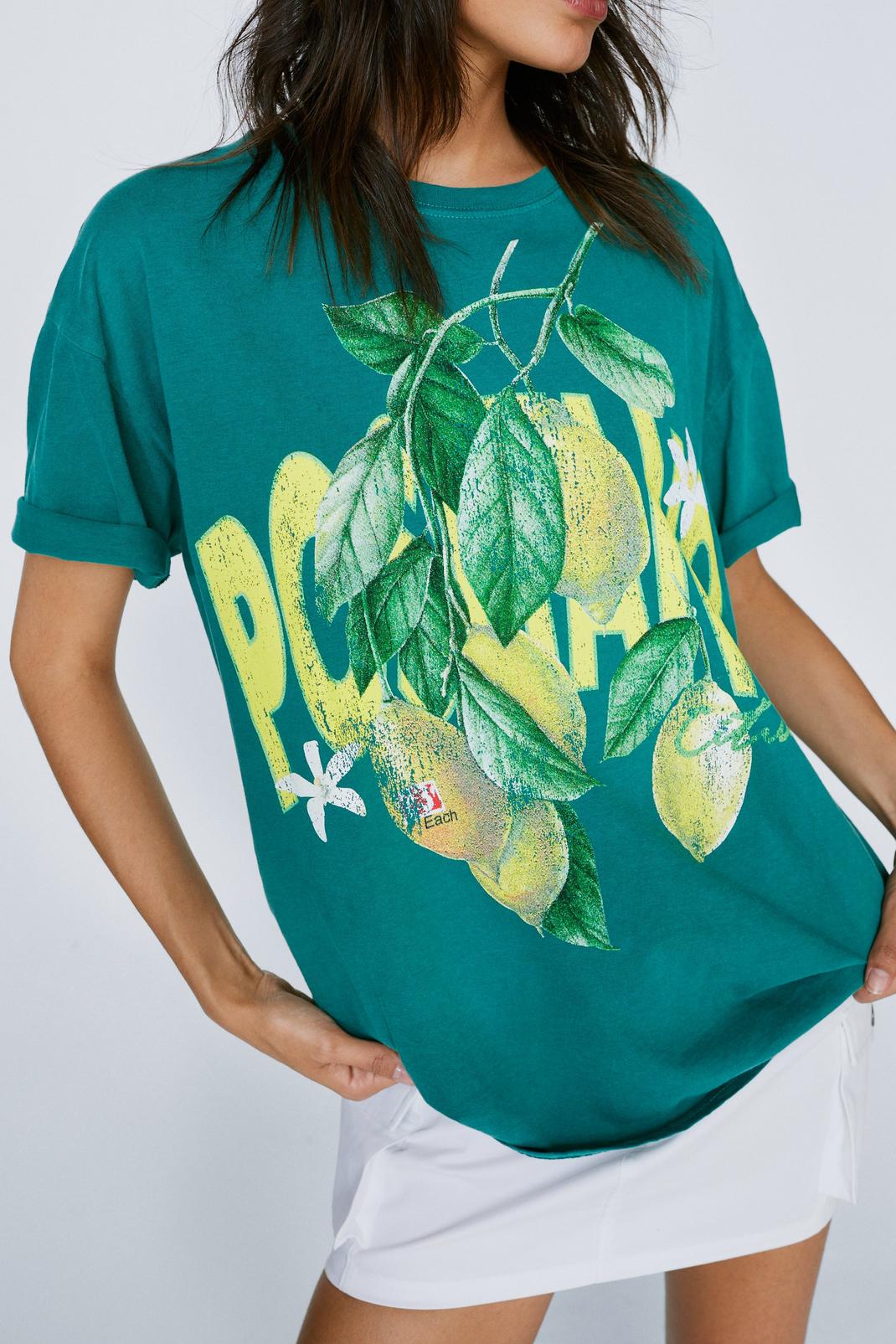 Green Positano Graphic Oversized T-Shirt image number 1