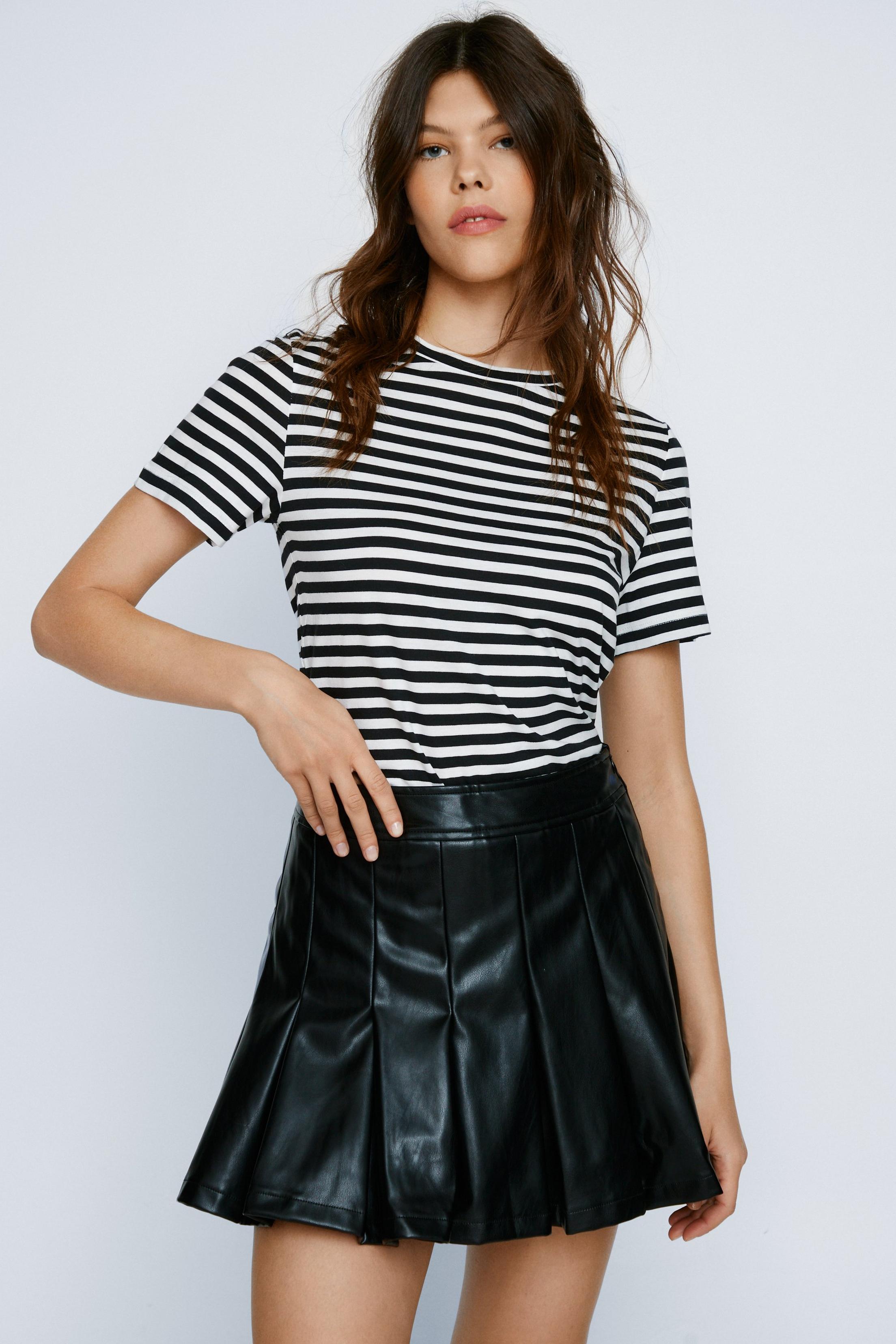 Faux Leather Pleated Mini Tennis Skirt
