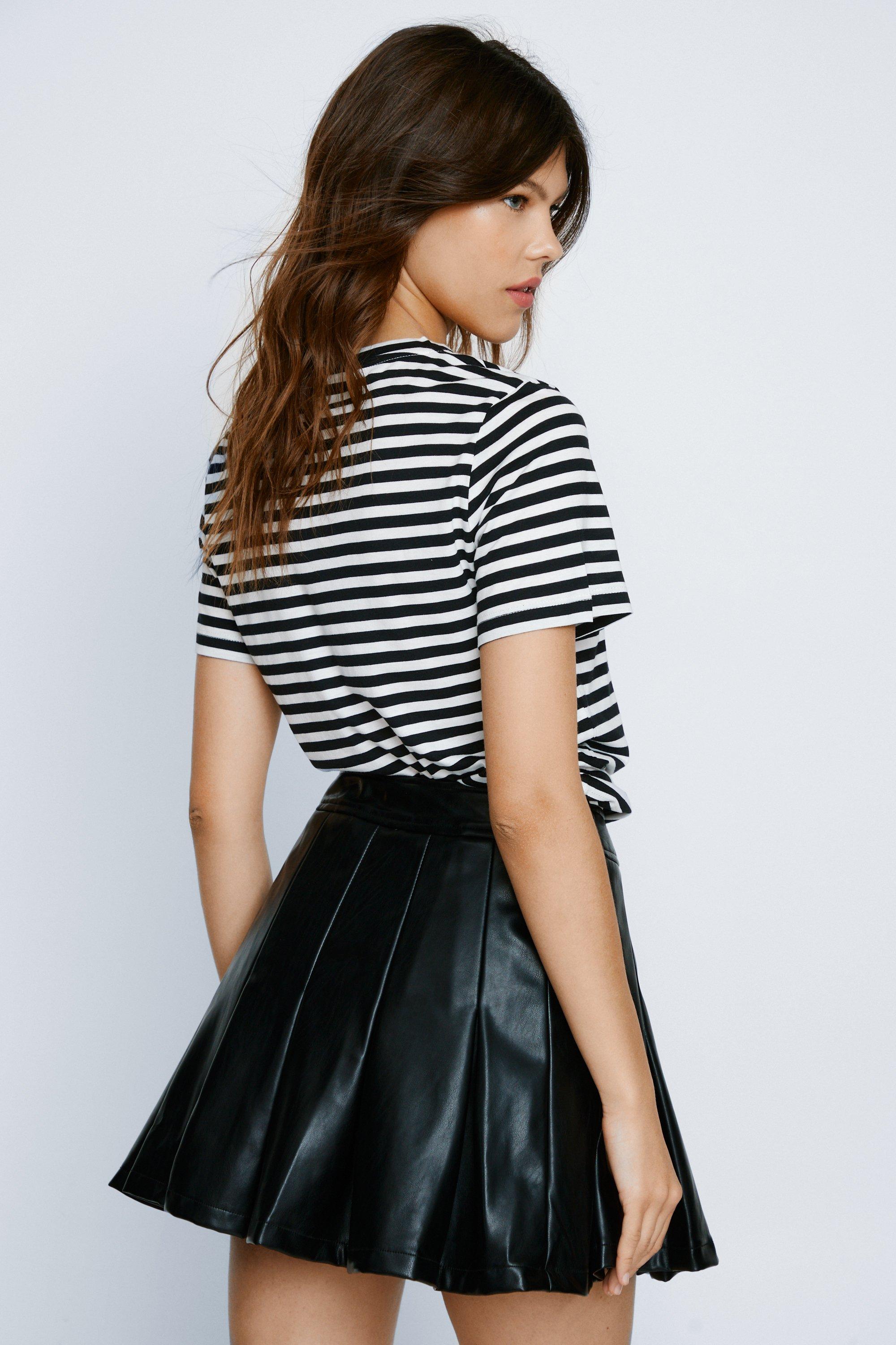 Leather pleated skirt and top best sale