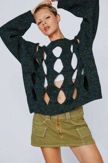 Black Open Cable Oversized Jumper