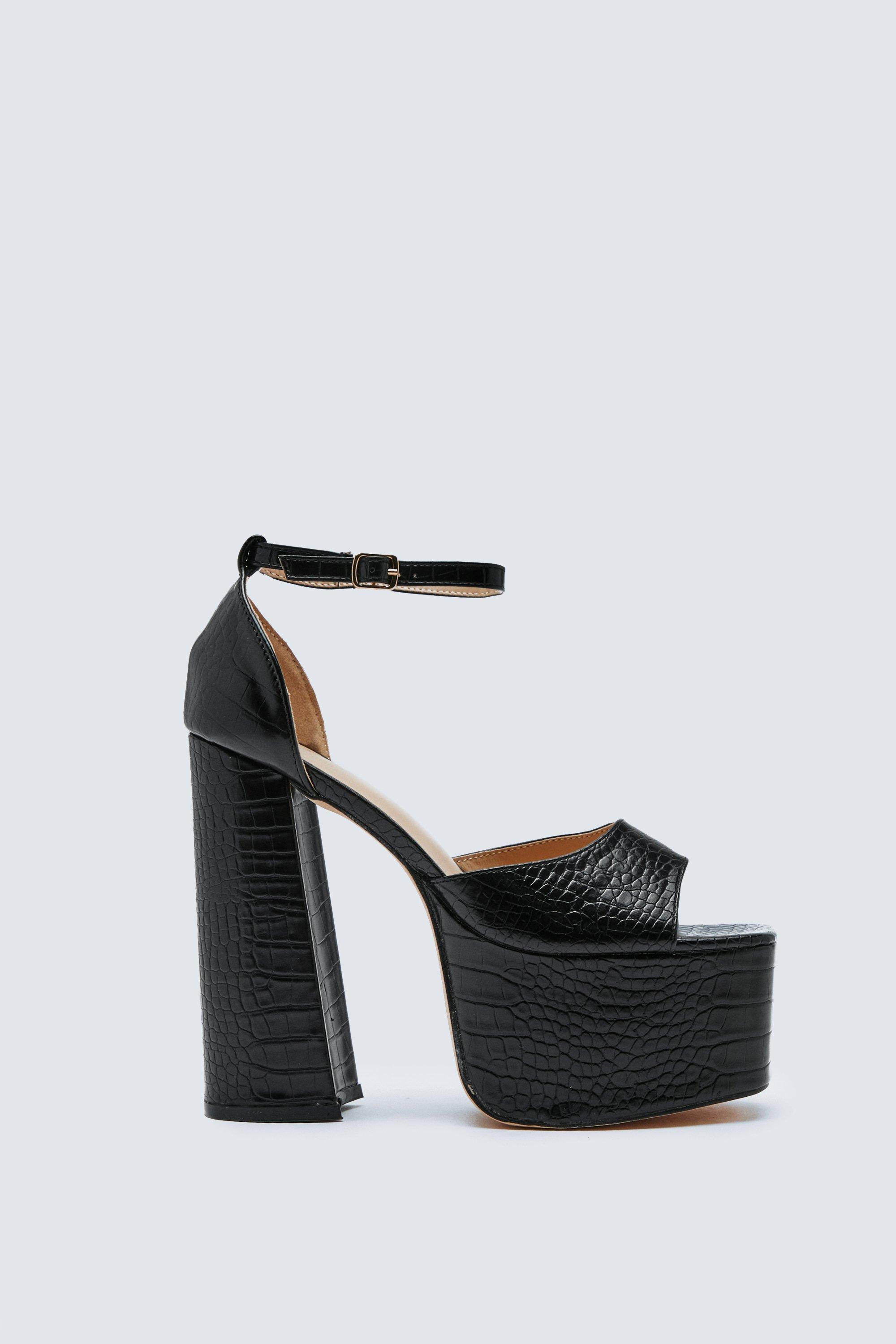 Faux Croc Platform 2 Part Heels