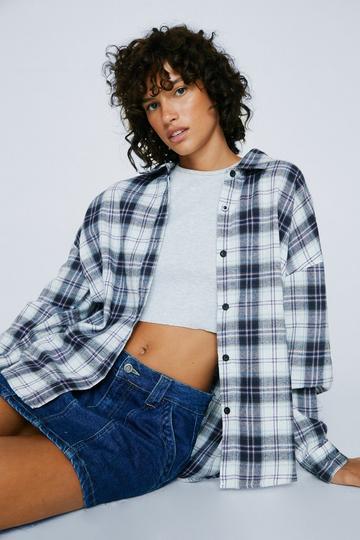 Black Petite Check Print Relaxed Fit Shirt