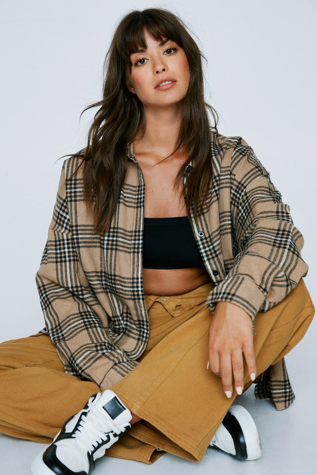 Plus Size Checked Print Relaxed Shirt image number 1