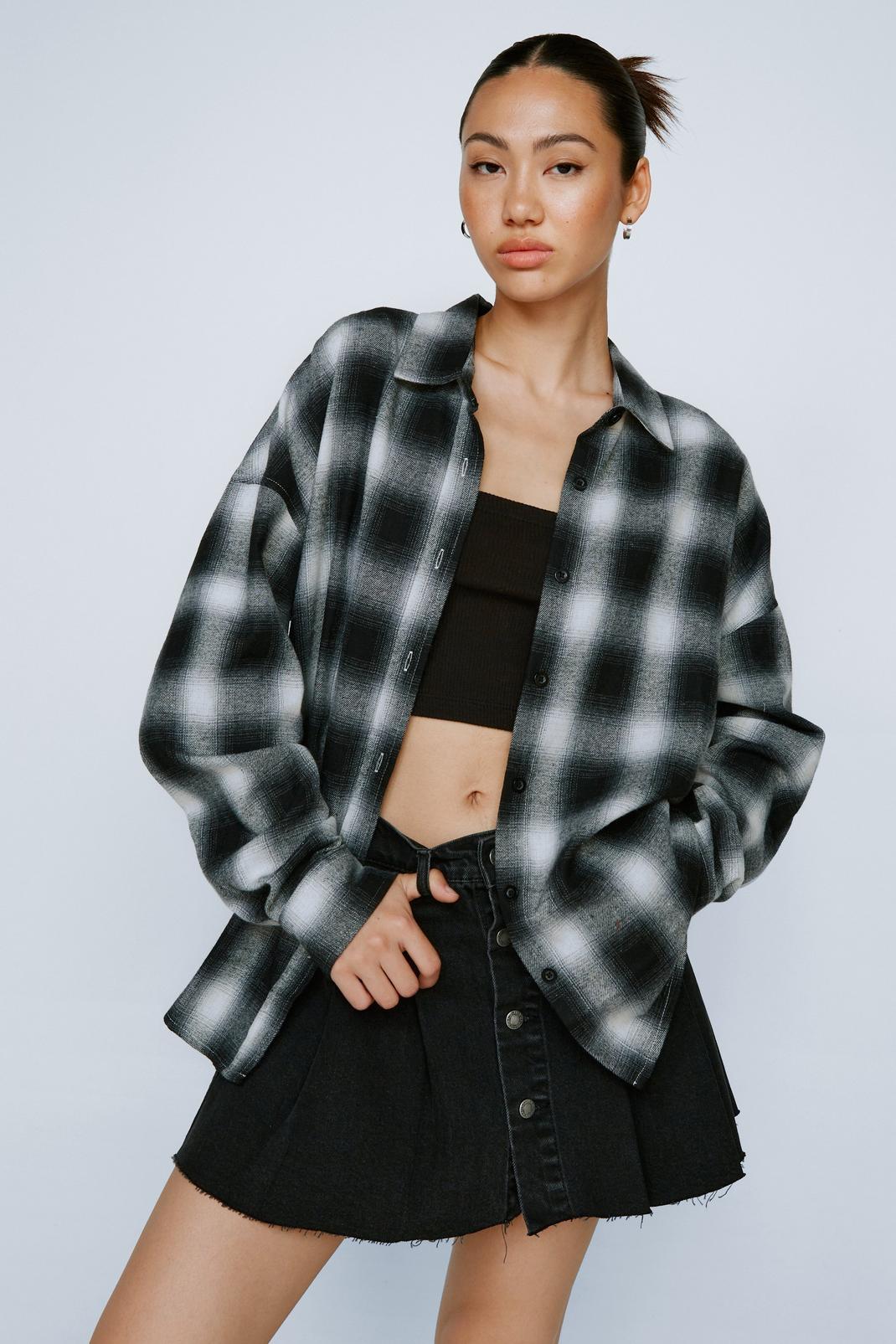 Black Checked Relaxed Shirt image number 1