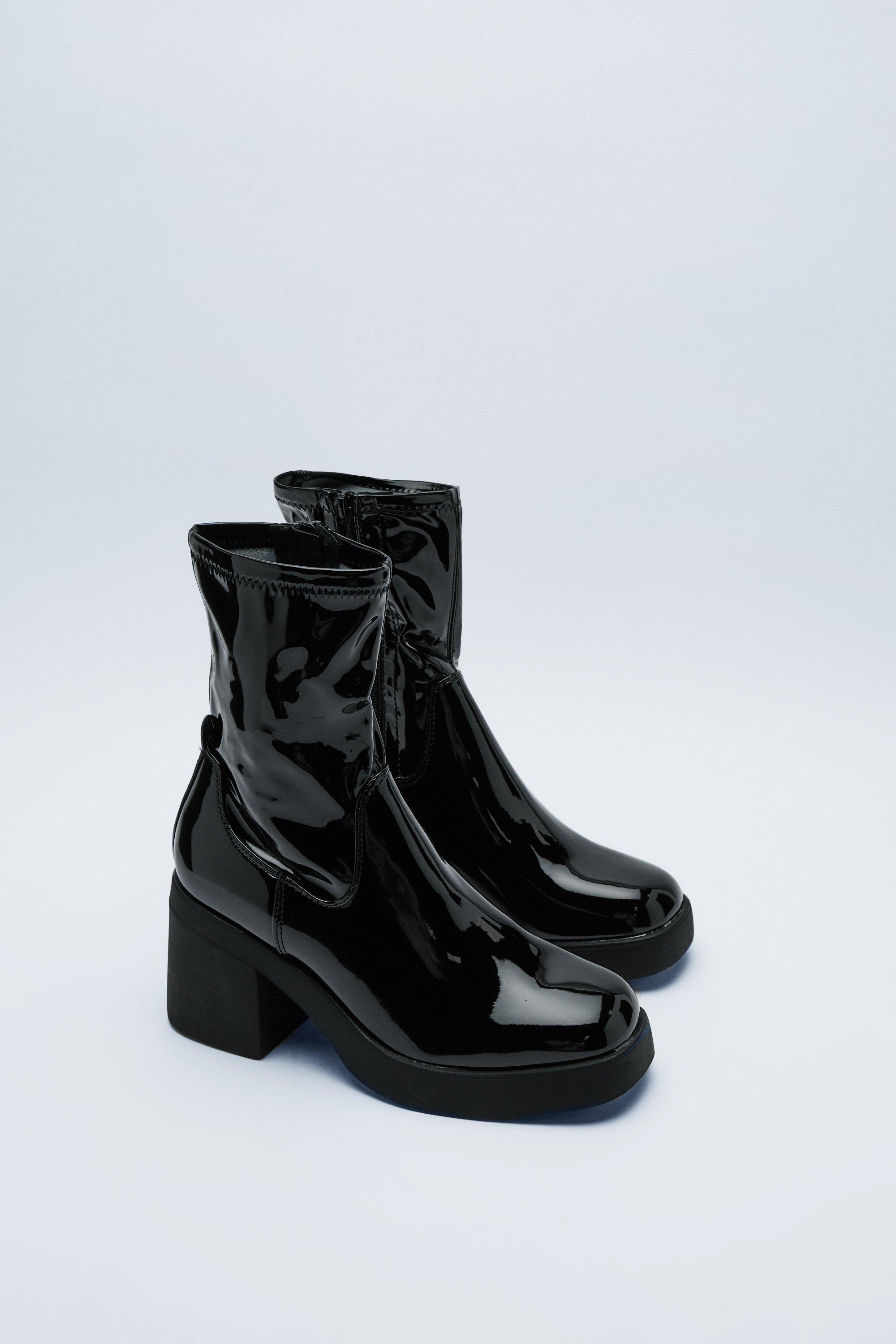 Faux Patent Leather Booties