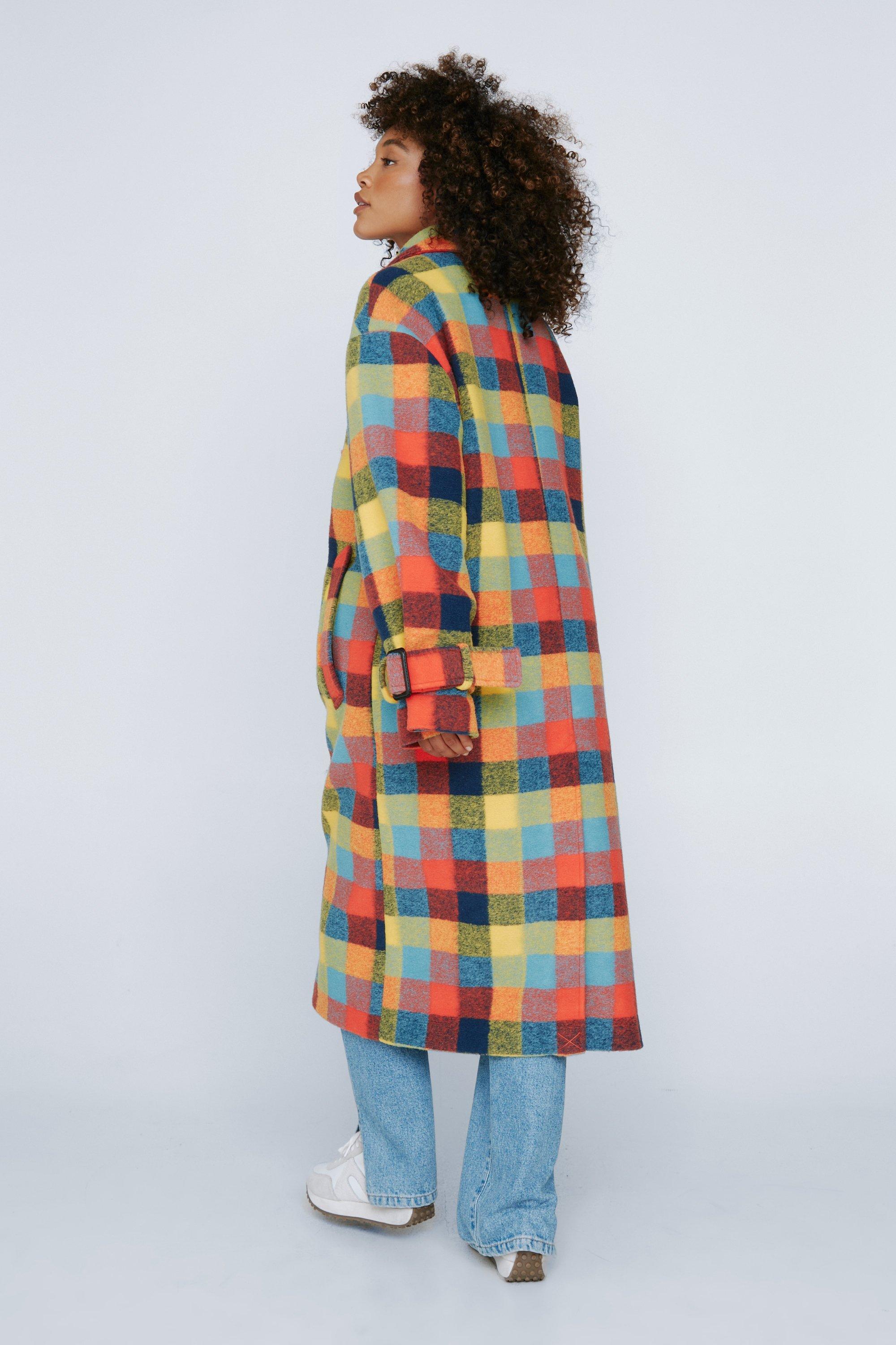 Multi coloured 2025 check coat