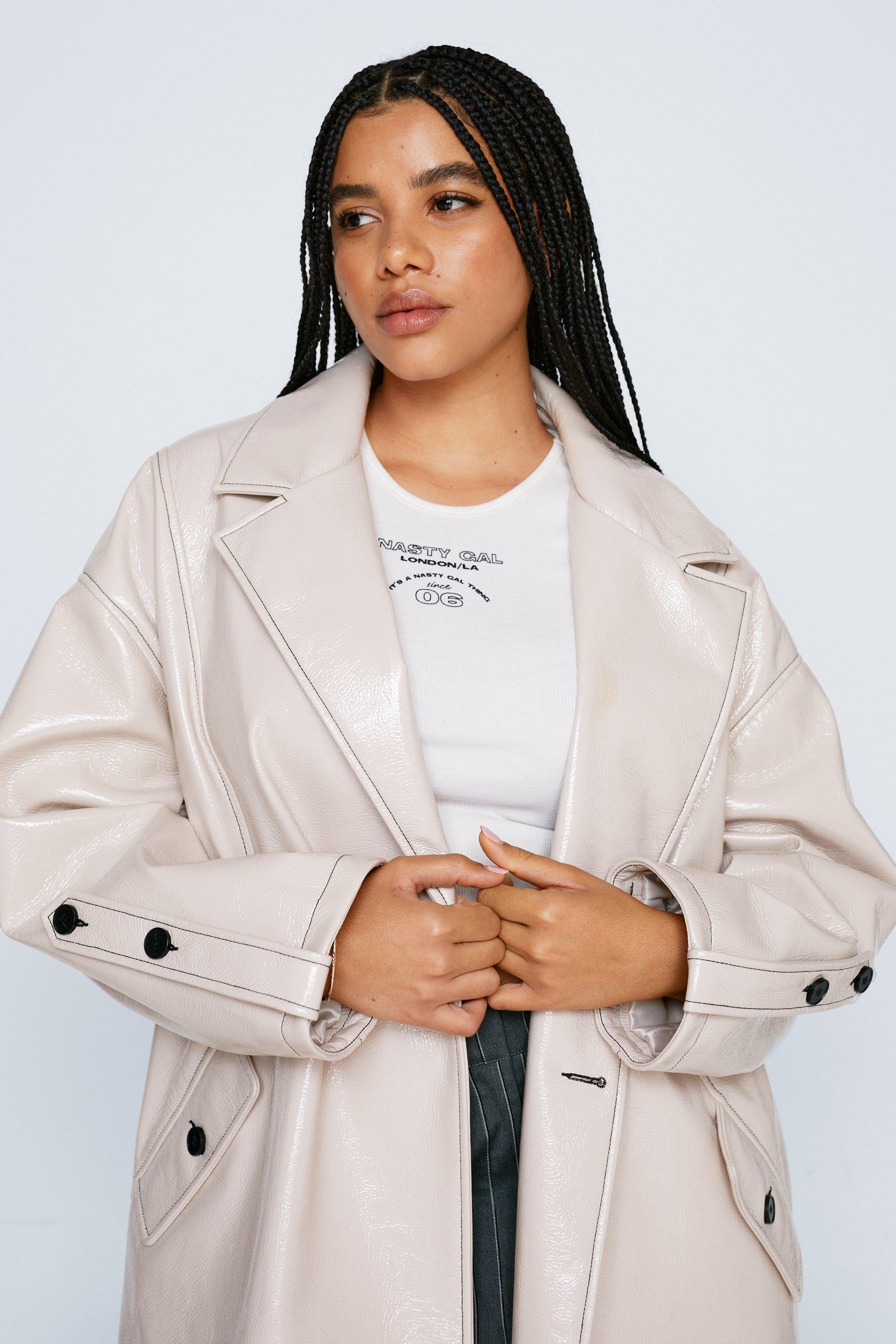 Plus Size Vinyl Oversized Trench Coat