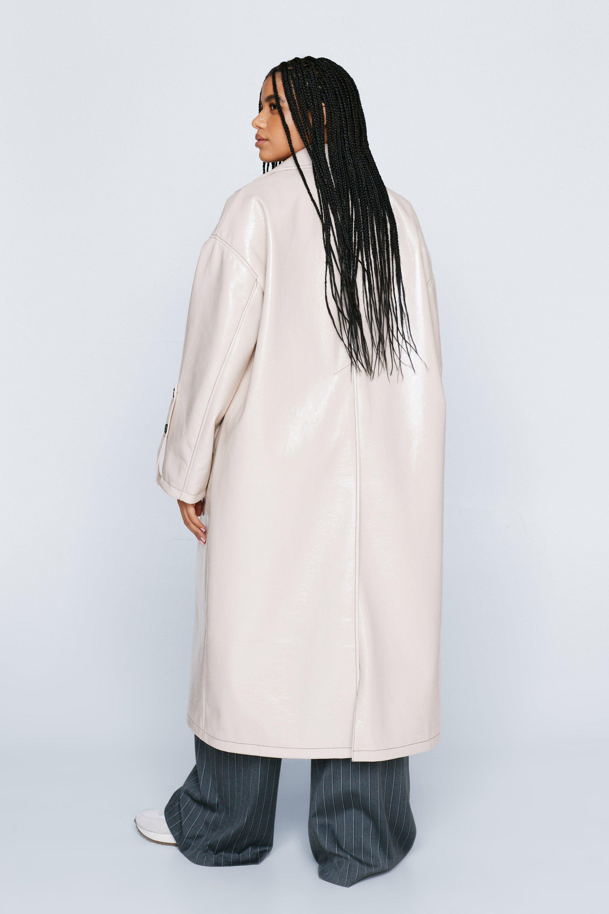 Plus Size Vinyl Oversized Trench Coat