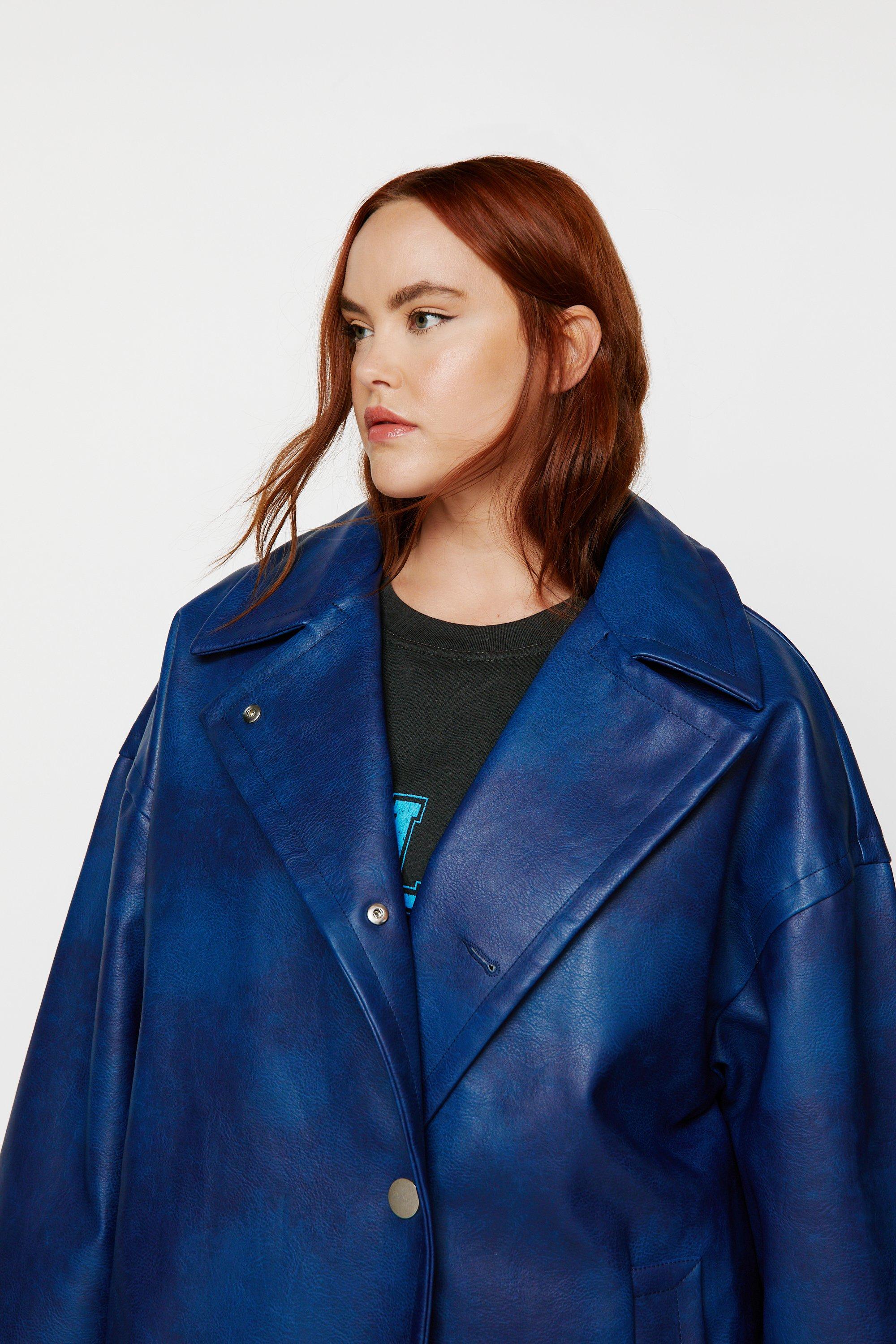 Plus size leather trench on sale coat