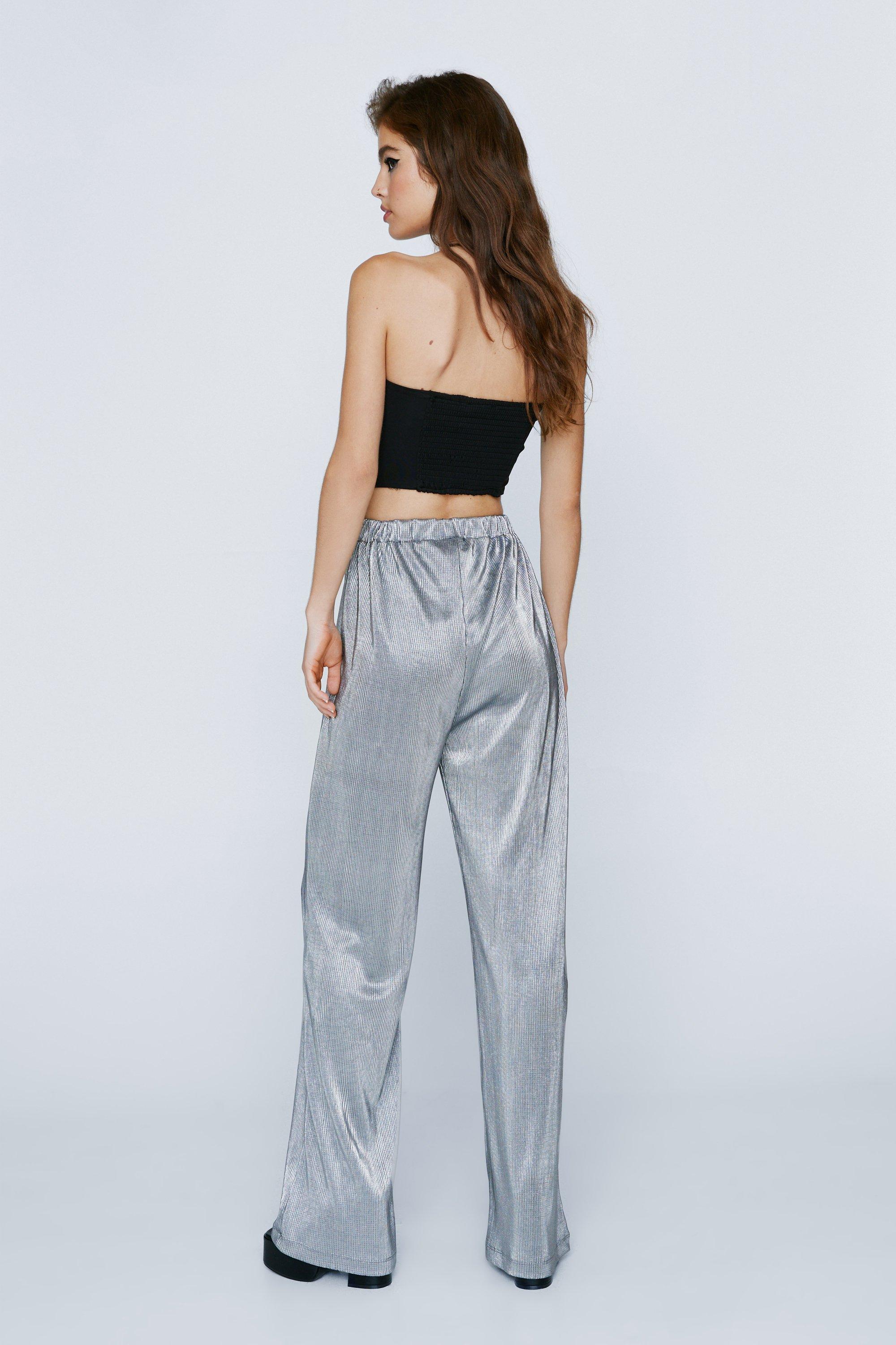 Silver wide leg outlet trousers