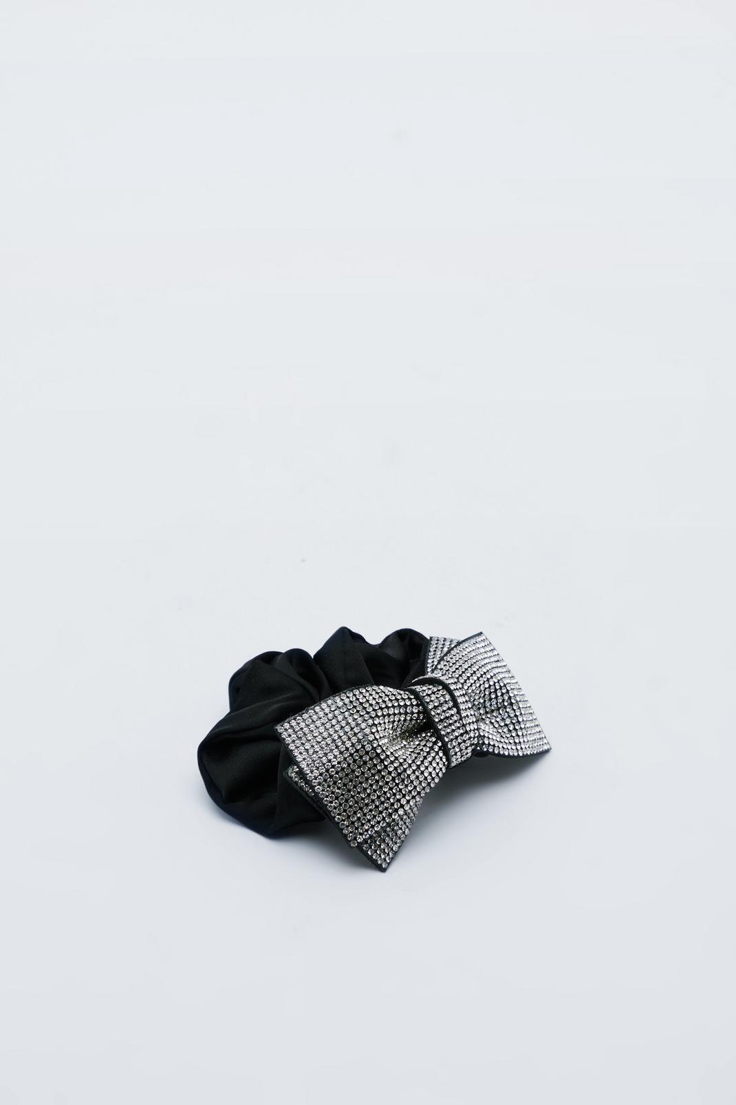 Silver Diamante Bow Scrunchie image number 1