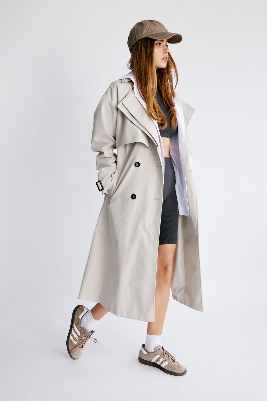 Beige Petite Premium Double Layer Twill Trench Coat image number 1