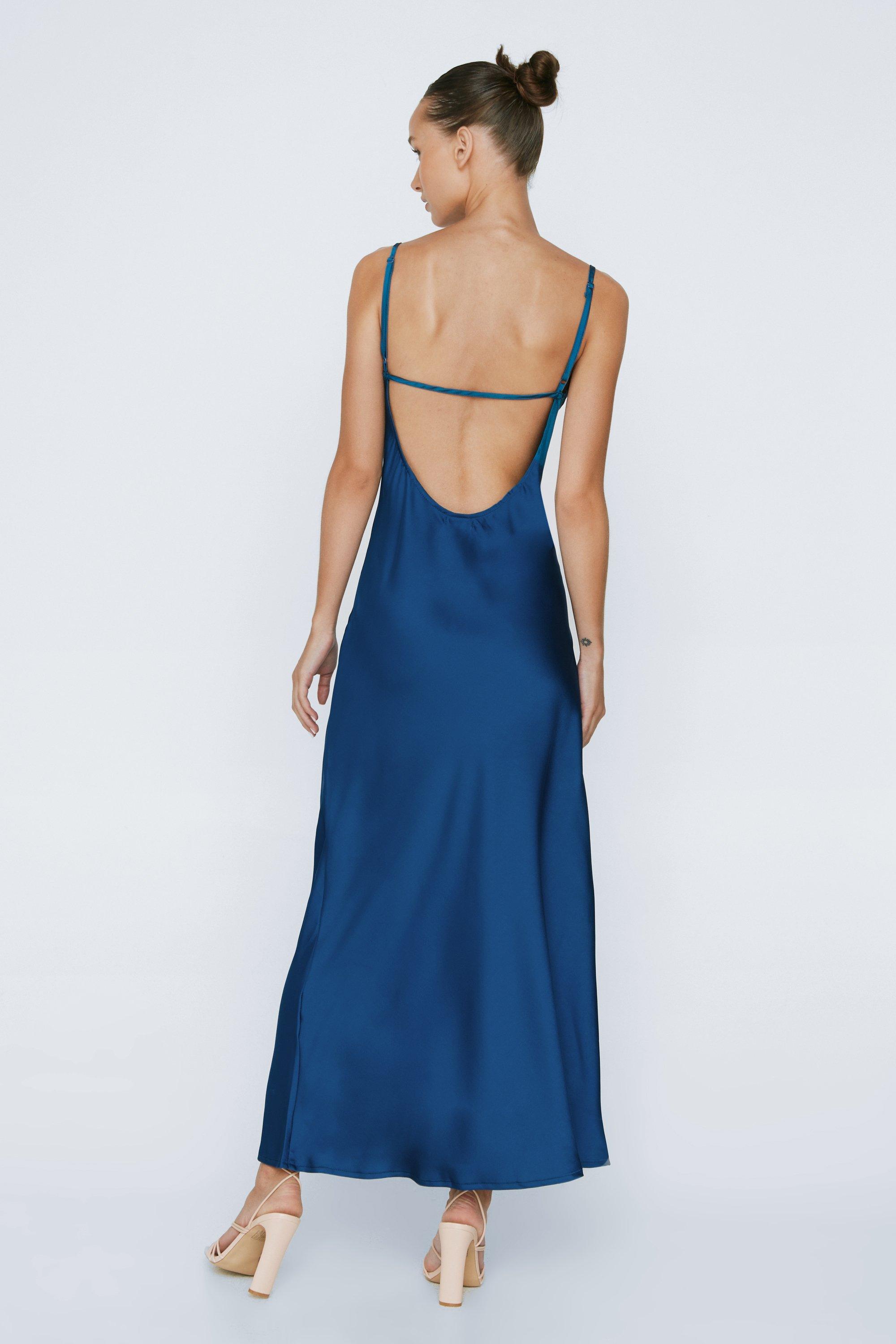 Petite Satin Open Back Maxi Slip Dress