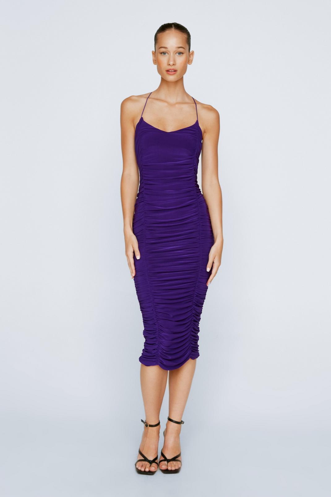 Extreme Ruched Slinky Midi Dress image number 1