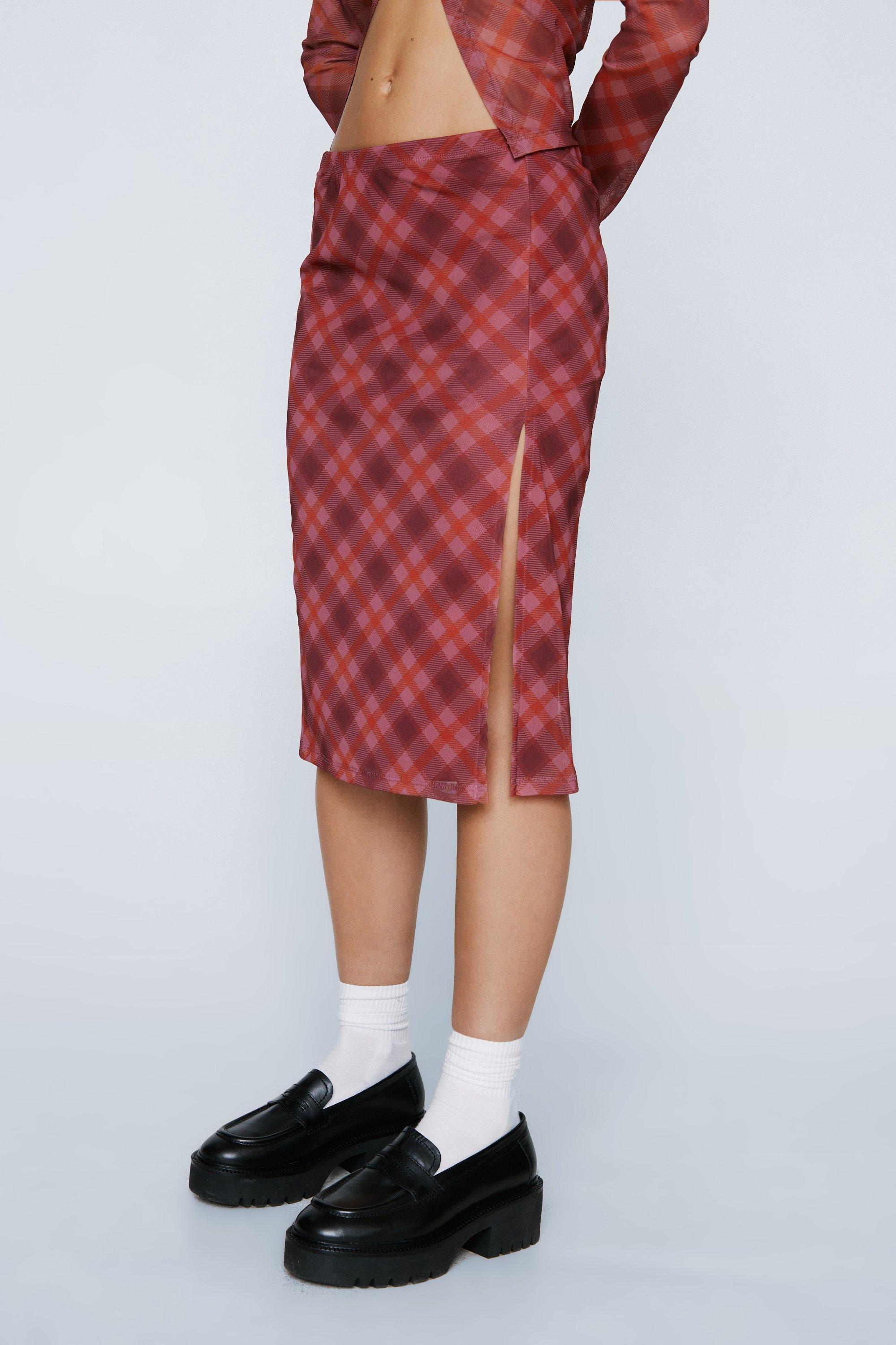 Petite check midi skirt hotsell