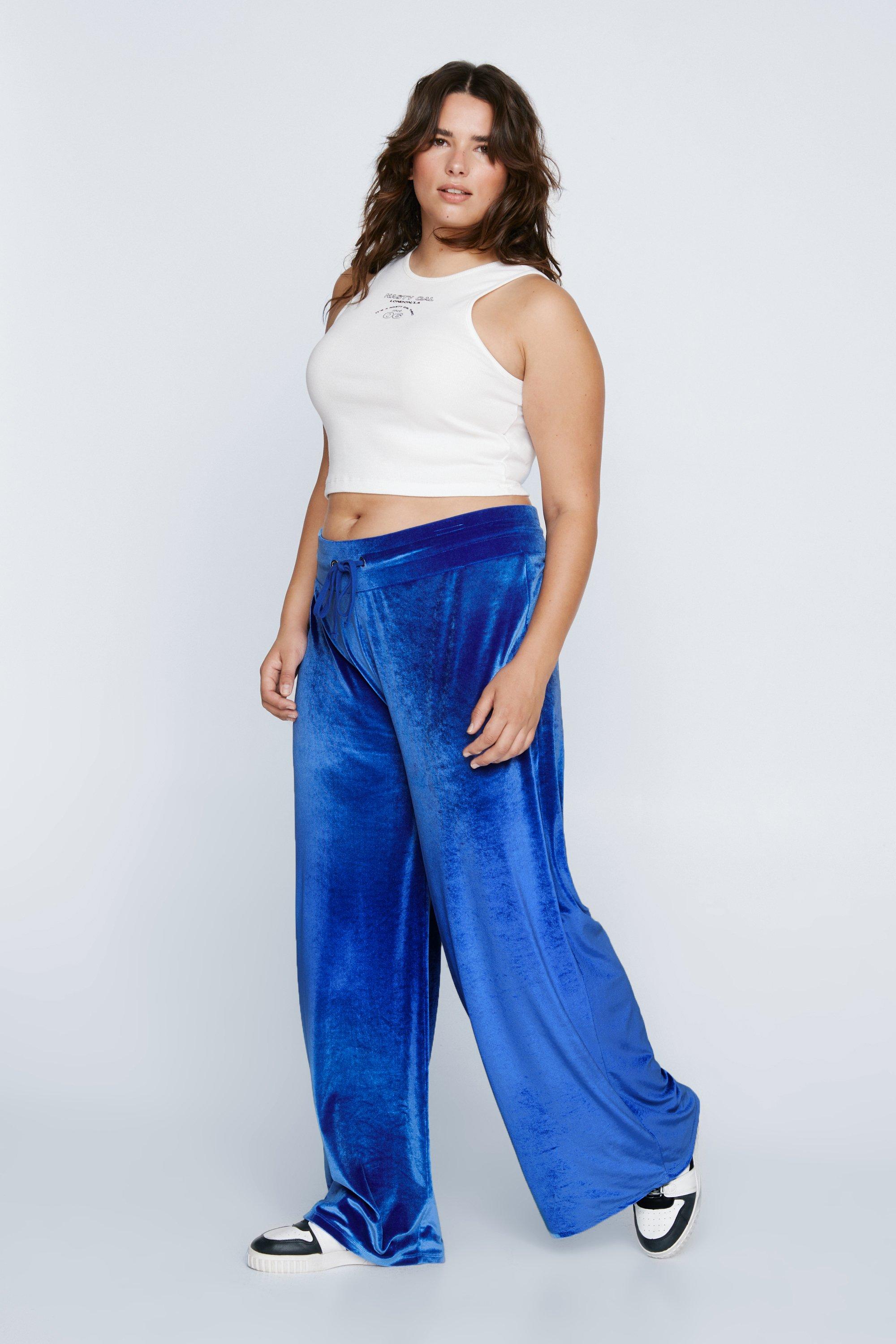 Plus Size Premium Velour Low Rise Wide Leg Sweatpants