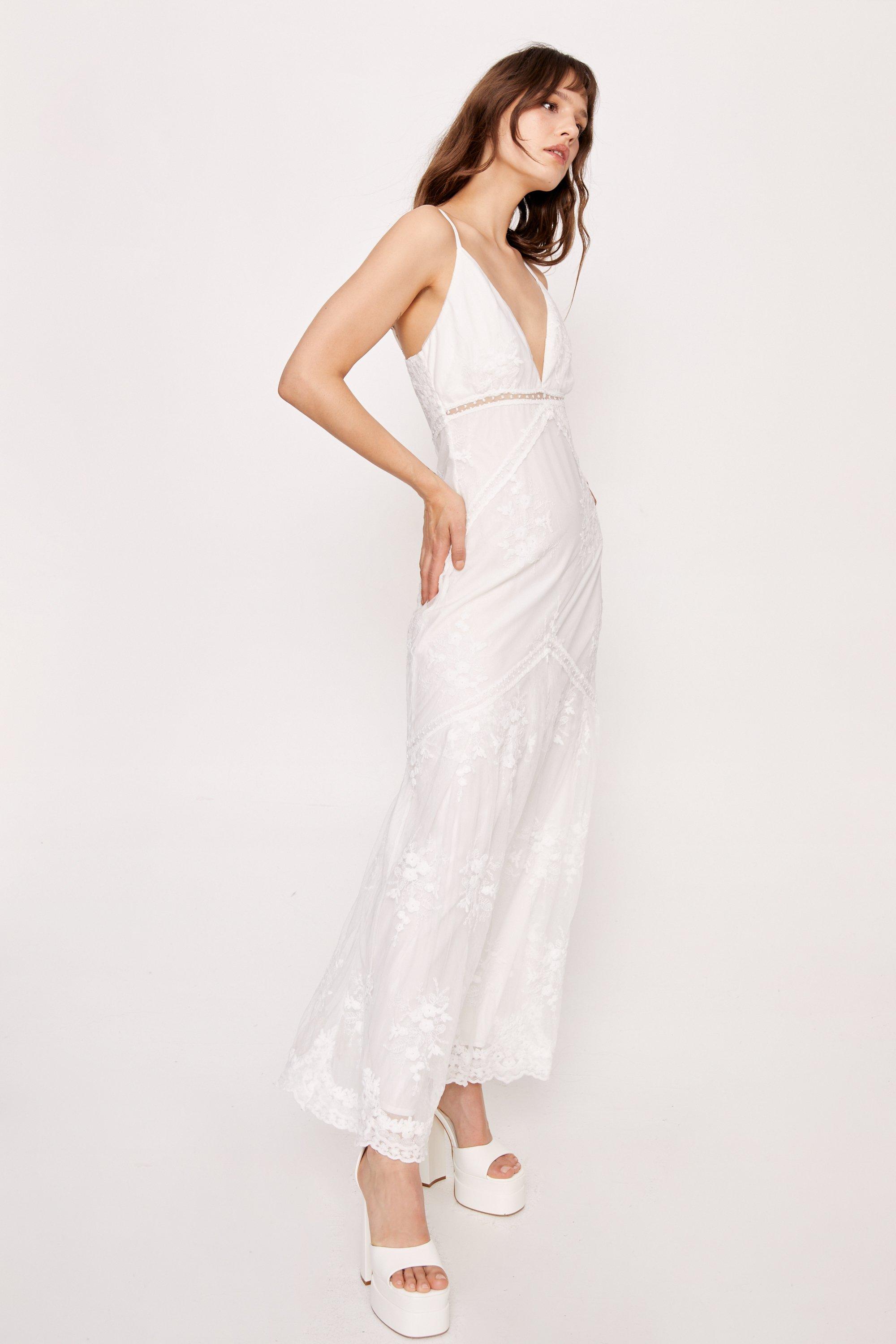 White strappy 2025 fishtail midi dress