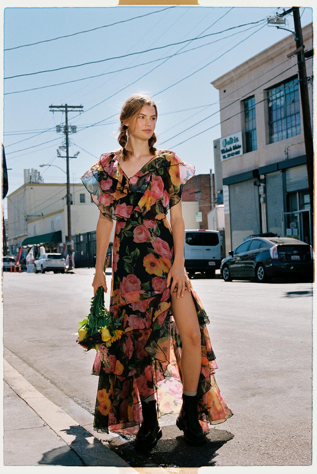 Floral Print Chiffon Ruffle Maxi Dress | Nasty Gal