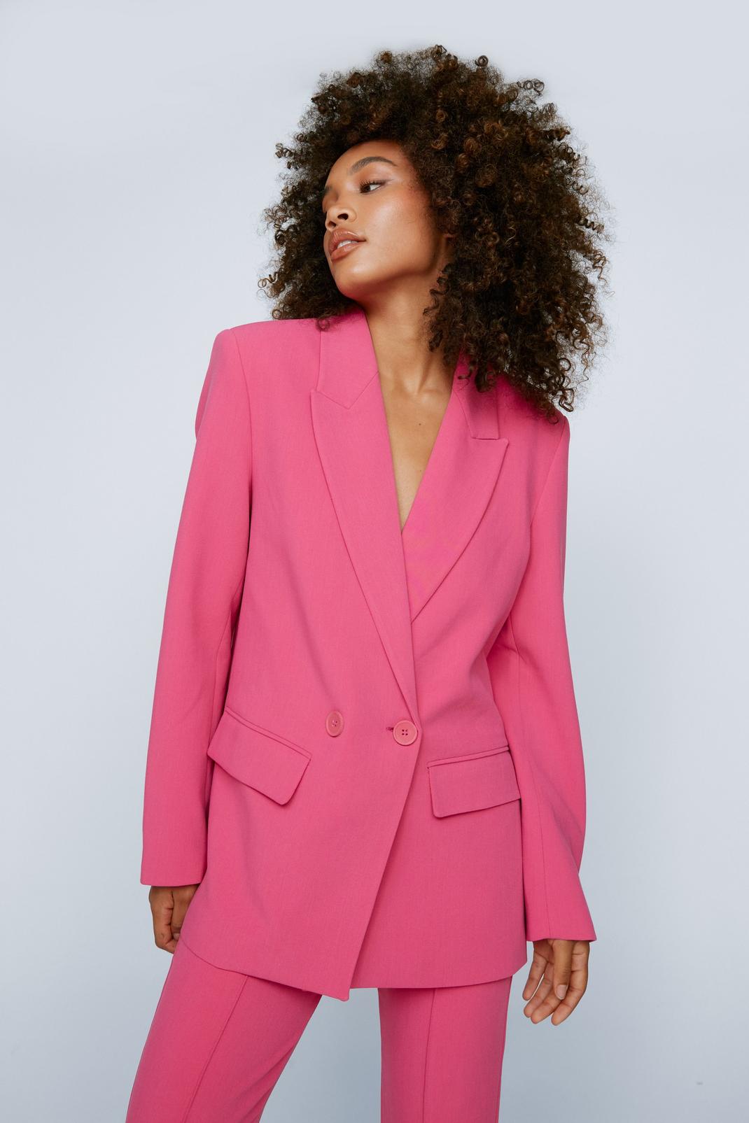 Pink Double Breasted Tailored Blazer image number 1