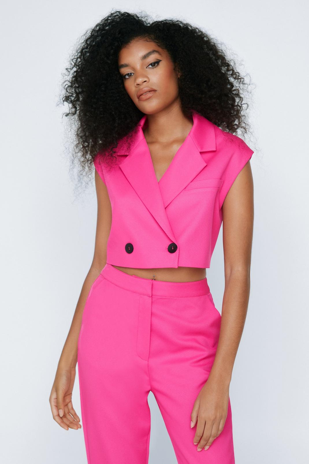 Hot pink Tailored Cropped Vest image number 1