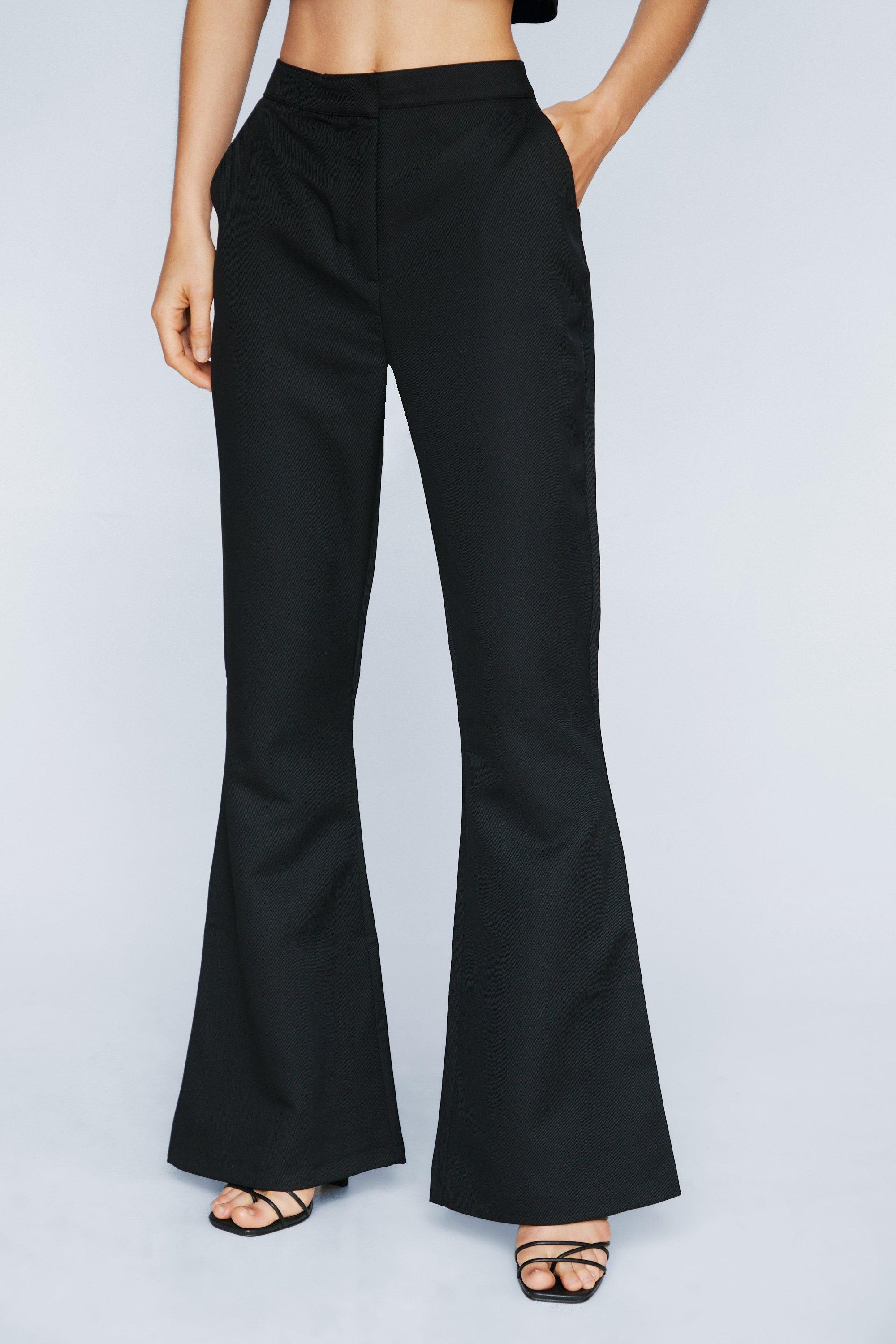 Tailored High Waist Black Flared Trousers