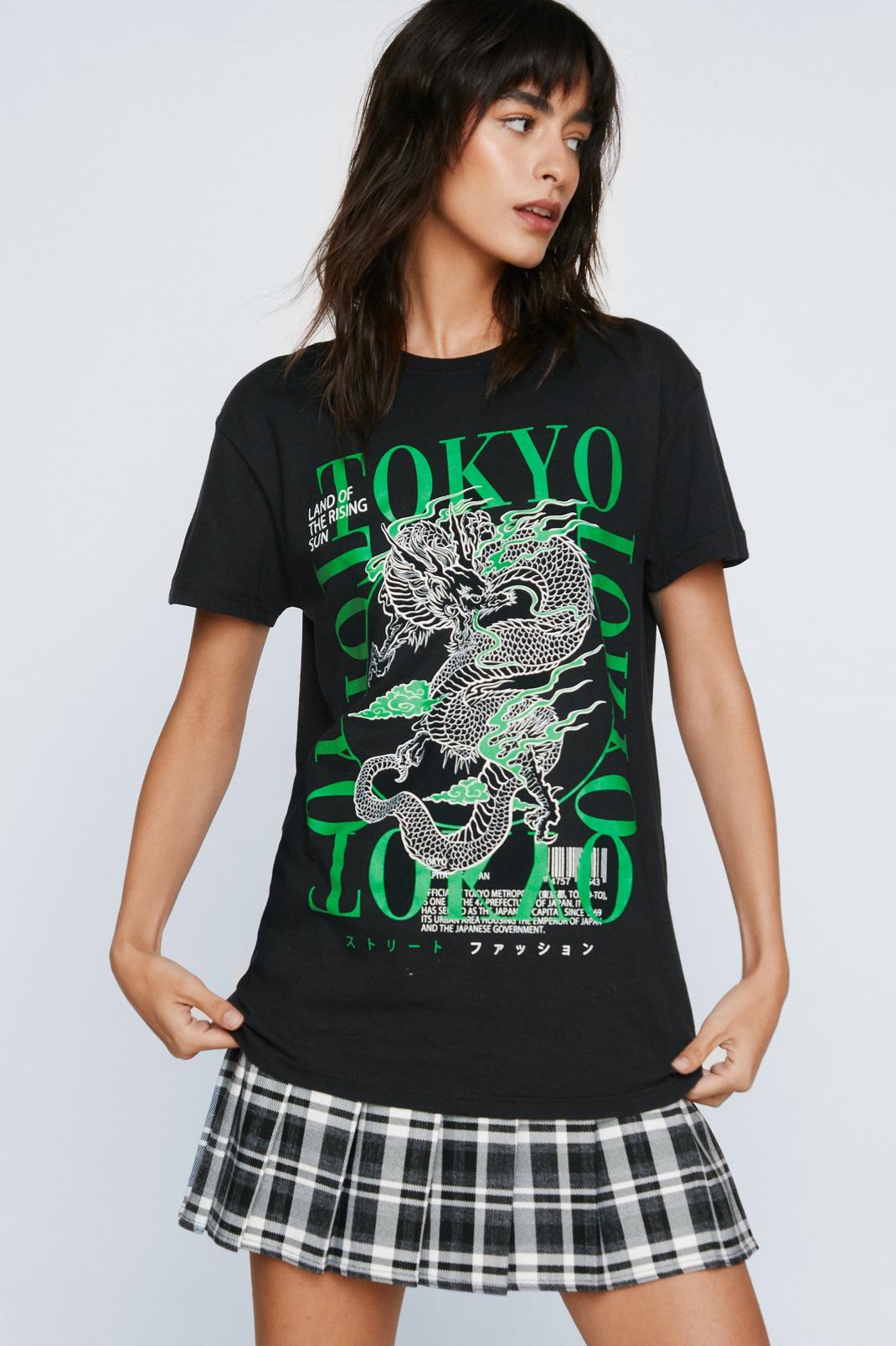 Black Tokyo Graphic Oversized T-shirt image number 1