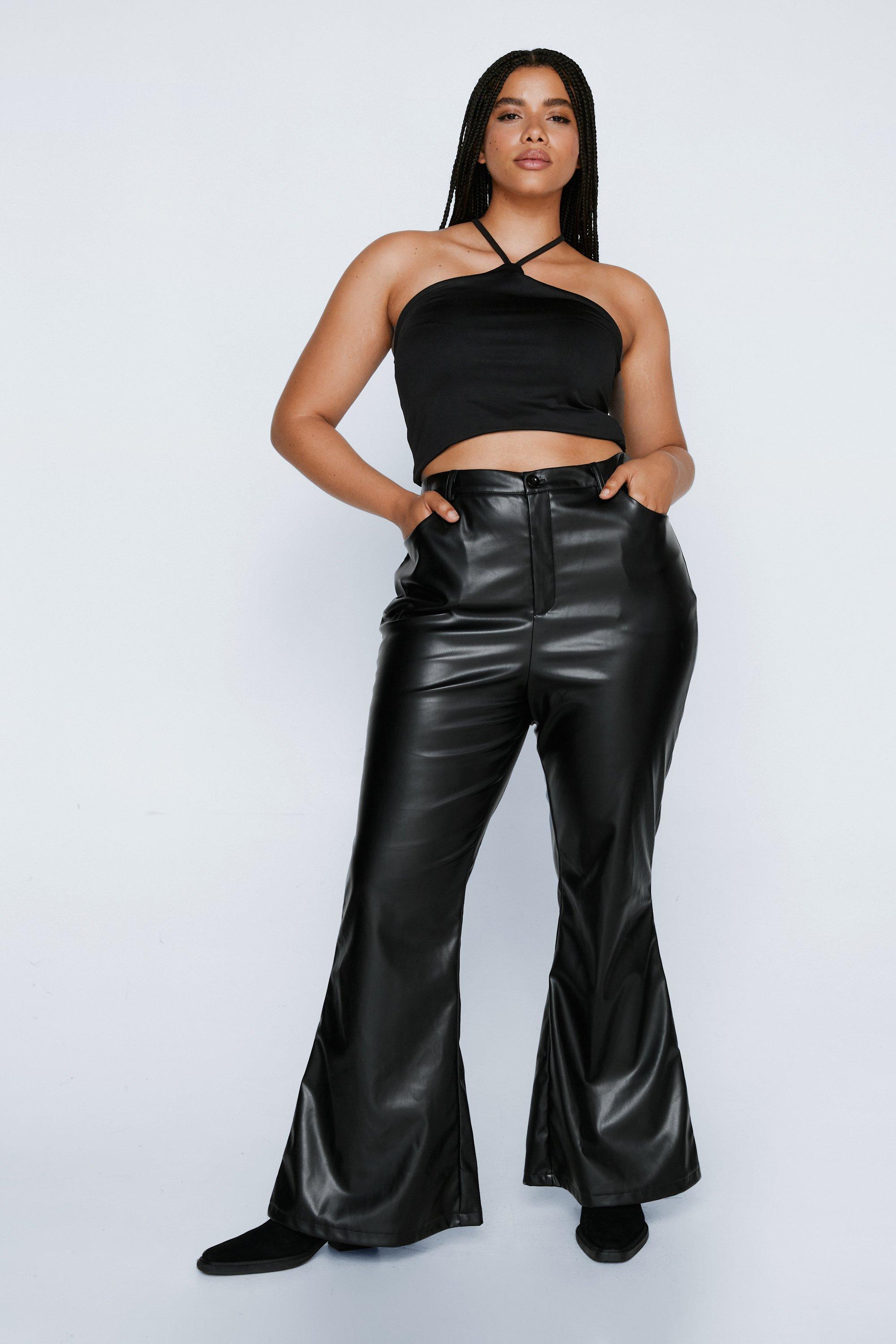 Bell Bottom Pants, Faux Leather Pants, Flare Pants, Pants Women