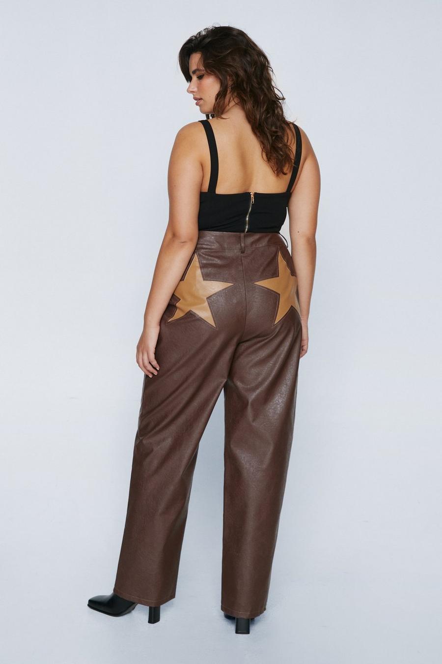 Plus Faux Leather Star Bum Tapered Trouser